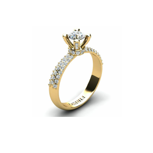 Anel de Noivado Solitario Diamantes Brilhante Ouro Amarelo 18k Joana