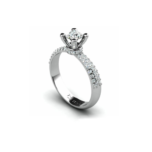 Anel de Noivado Solitario Diamantes Brilhante Ouro Branco 18k Joana