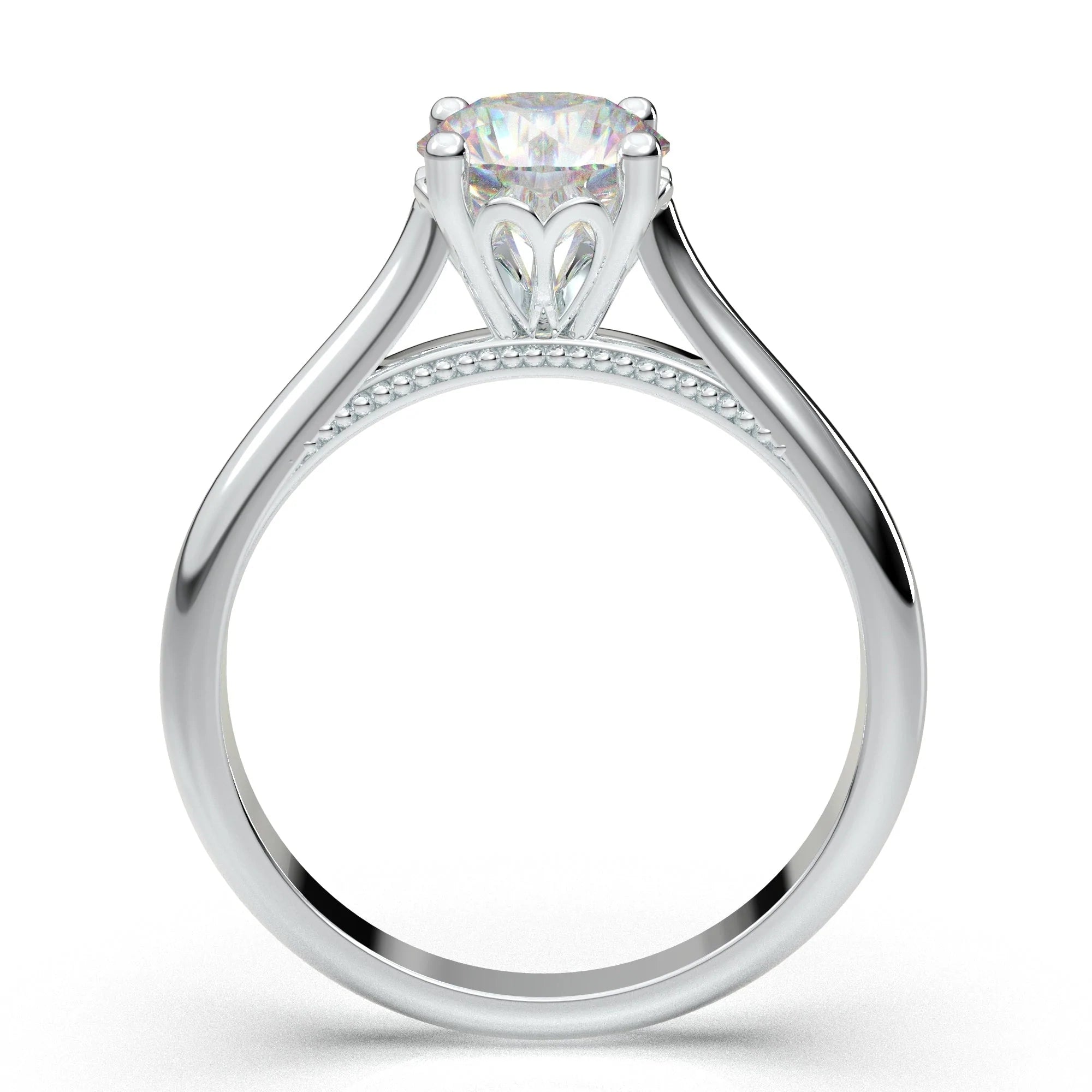 Anel Solitario De Ouro Branco 18k Diamante Brilhante 100pontos