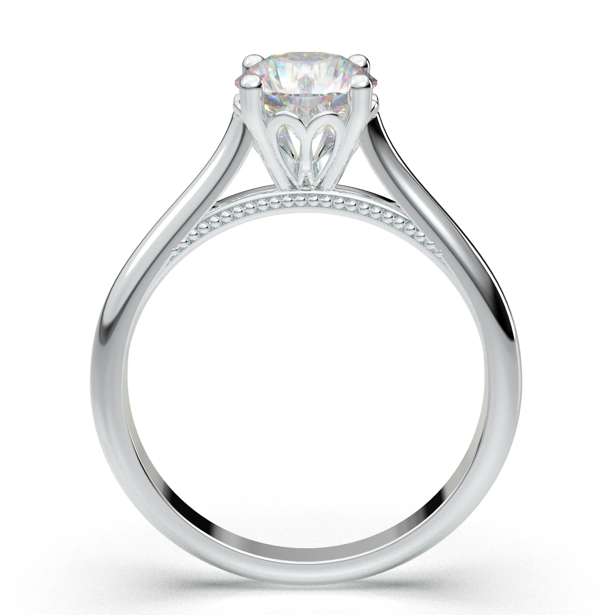 Anel Solitario De Ouro Branco 18k Diamante Brilhante 50pontos
