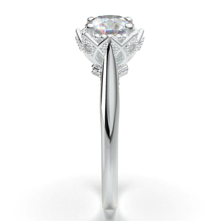 Anel Solitario Coroa De Ouro Branco 18k Diamante Brilhante 50pontos