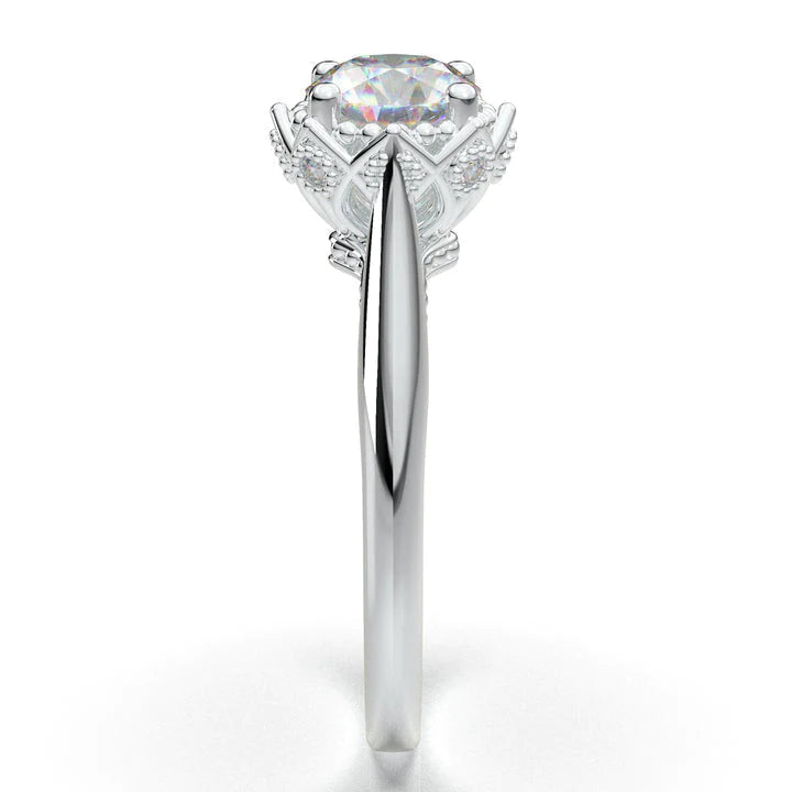 Anel Solitario Coroa De Ouro Branco 18k Diamante Brilhante 40pontos