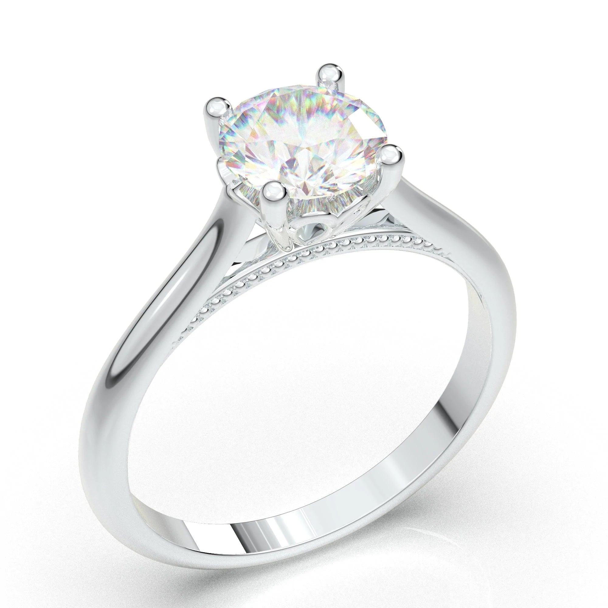 Anel Solitario De Ouro Branco 18k Diamante Brilhante 50pontos