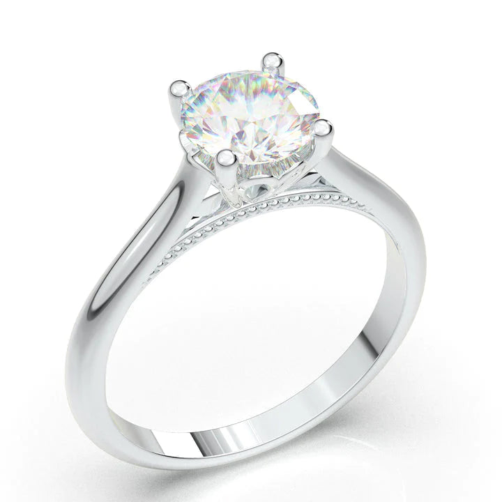 Anel Solitario De Ouro Branco 18k Diamante Brilhante 40pontos