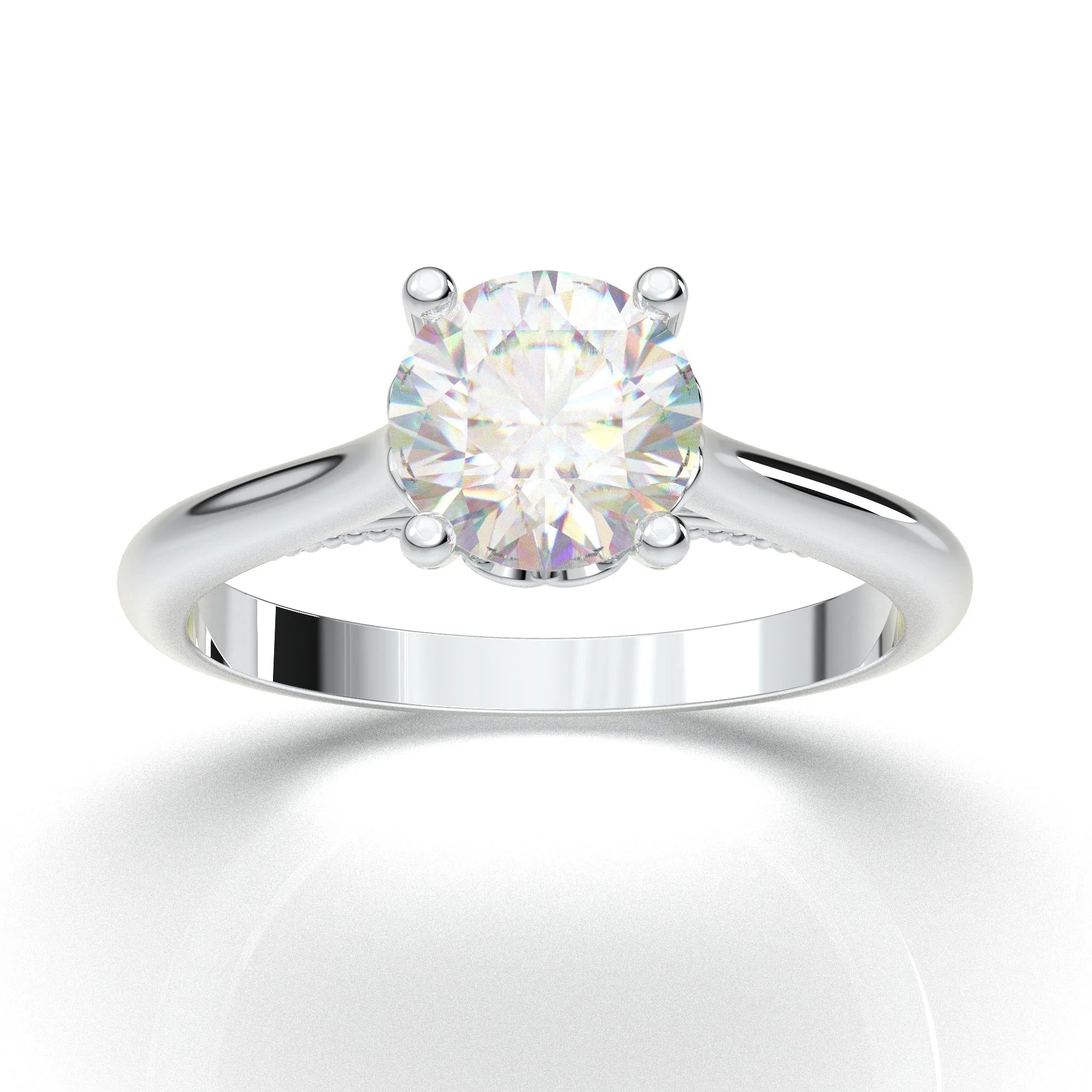 Anel Solitario De Ouro Branco 18k Diamante Brilhante 100pontos