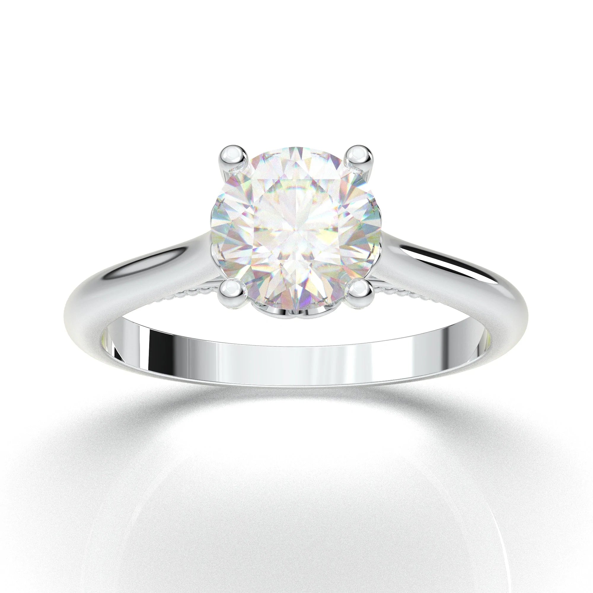 Anel Solitario De Ouro Branco 18k Diamante Brilhante 50pontos