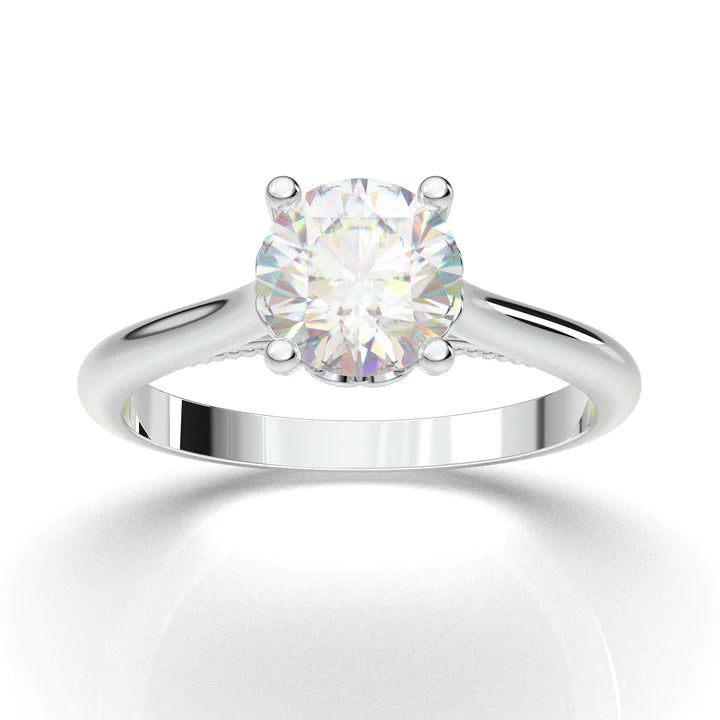 Anel Solitario De Ouro Branco 18k Diamante Brilhante 40pontos