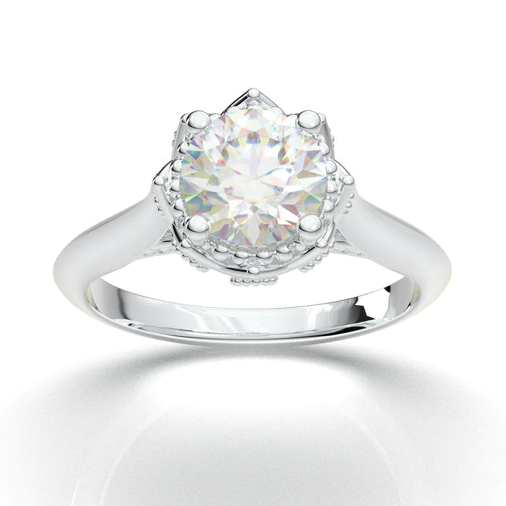 Anel Solitario Coroa De Ouro Branco 18k Diamante Brilhante 50pontos