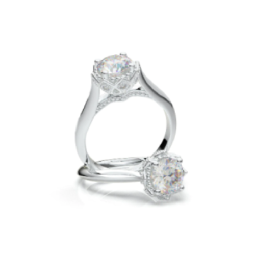 Anel Solitario Coroa De Ouro Branco 18k Diamante Brilhante 20pontos