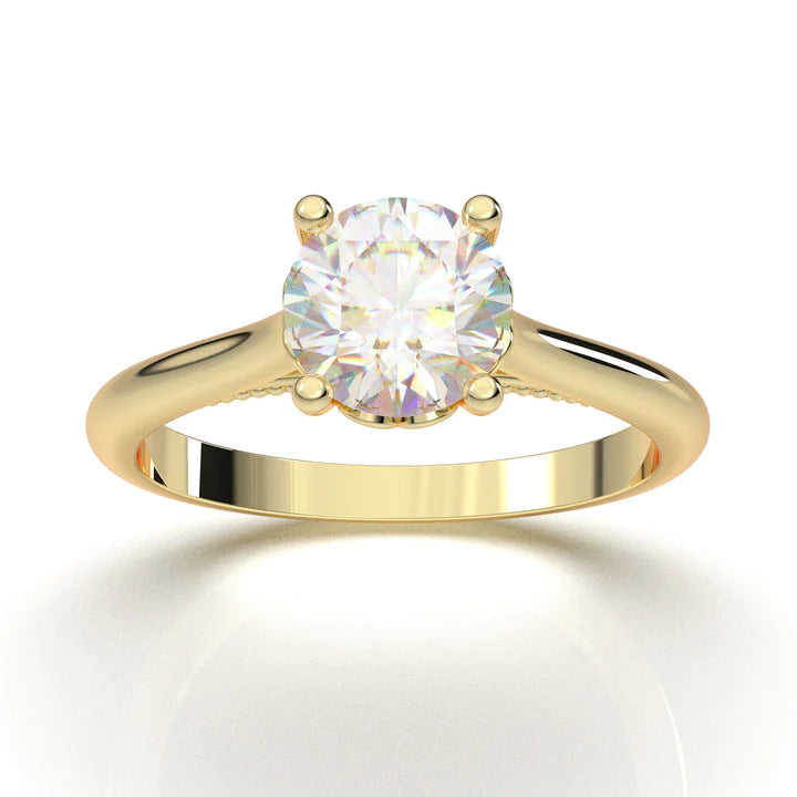 Anel Solitario De Ouro Amarelo 18k Diamante Brilhante 50pontos