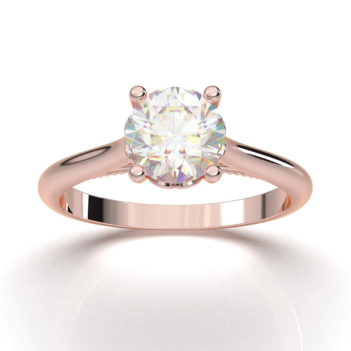 Anel Solitario De Ouro Rose 18k Diamante Brilhante 20pontos