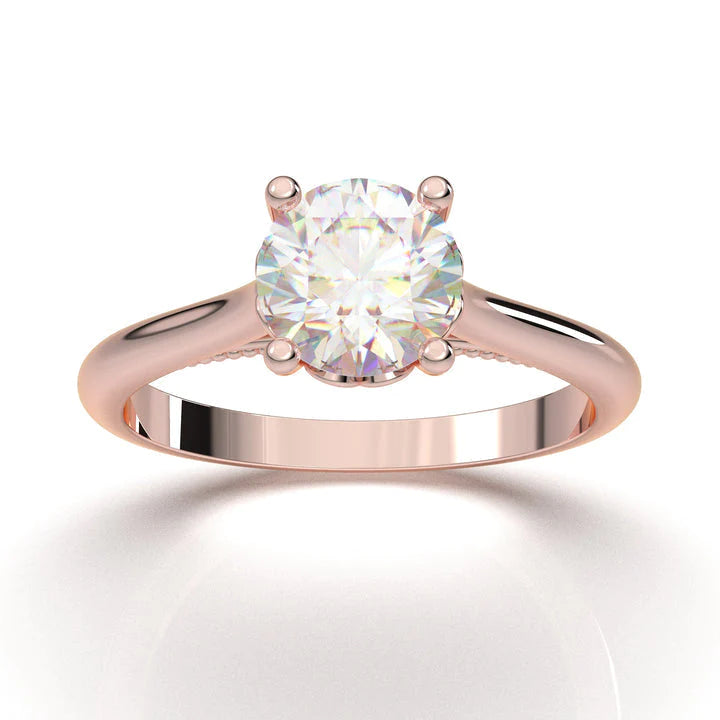 Anel Solitario De Ouro Rose 18k Diamante Brilhante 40pontos