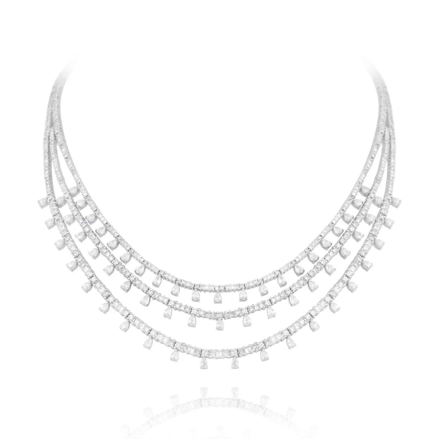 Colar de Ouro 18k Gargantilha Riviera de Diamantes Brilhantes Luxo