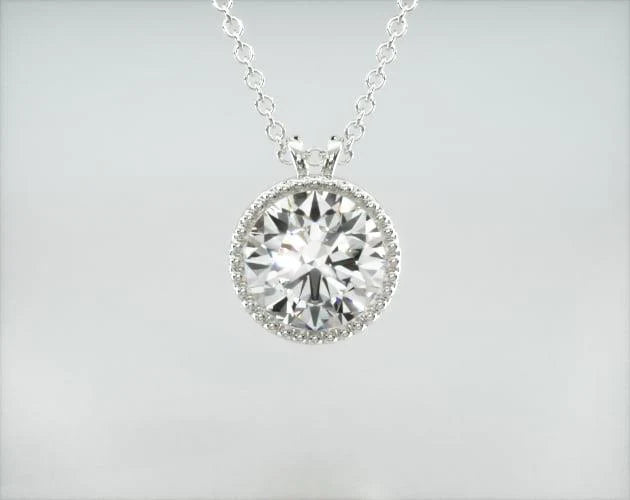 Colar Corrente Feminina Ouro18k Solitario Diamante Luxo Moldura 70 pontos
