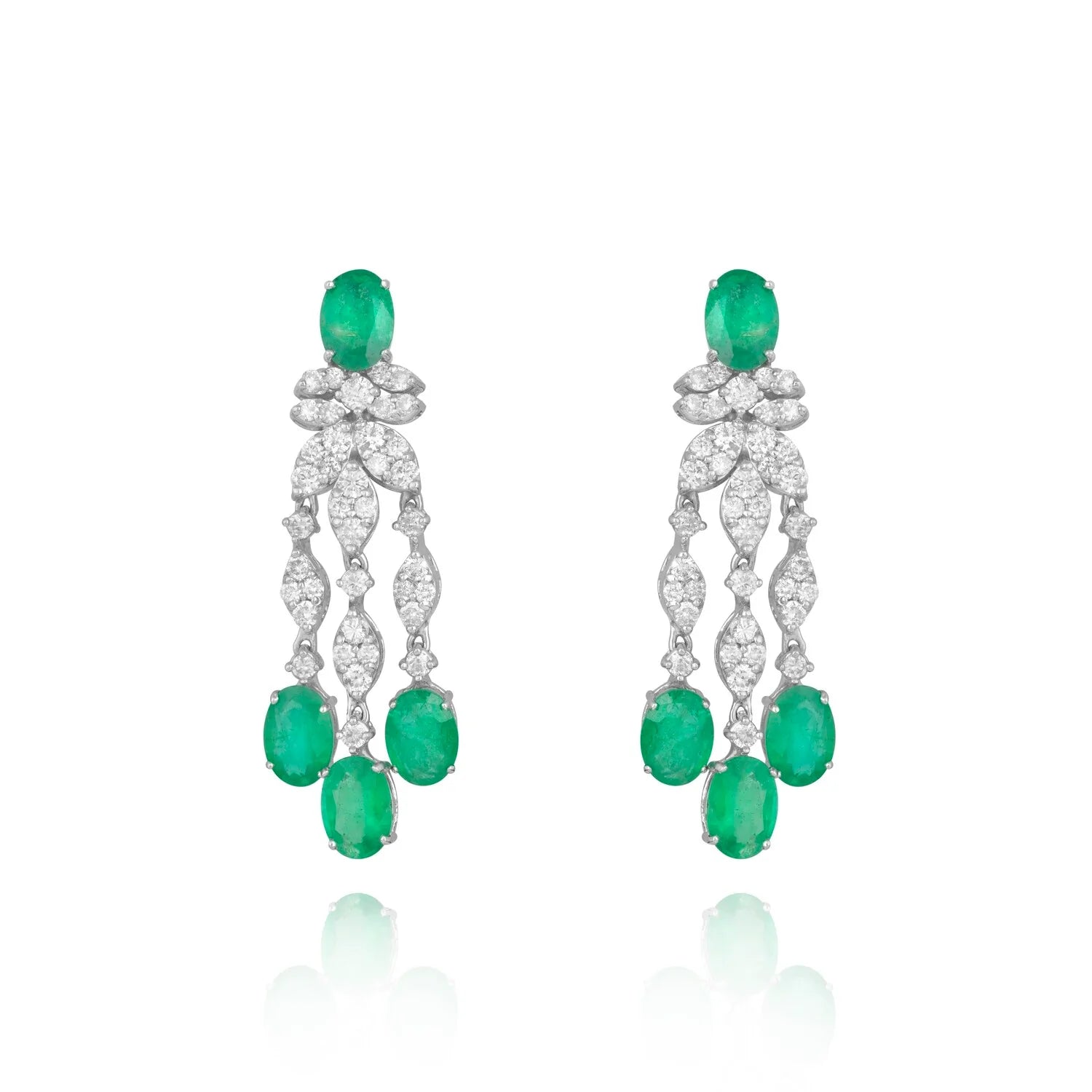Brinco feminino de ouro 18k diamantes e esmeralda Shopia