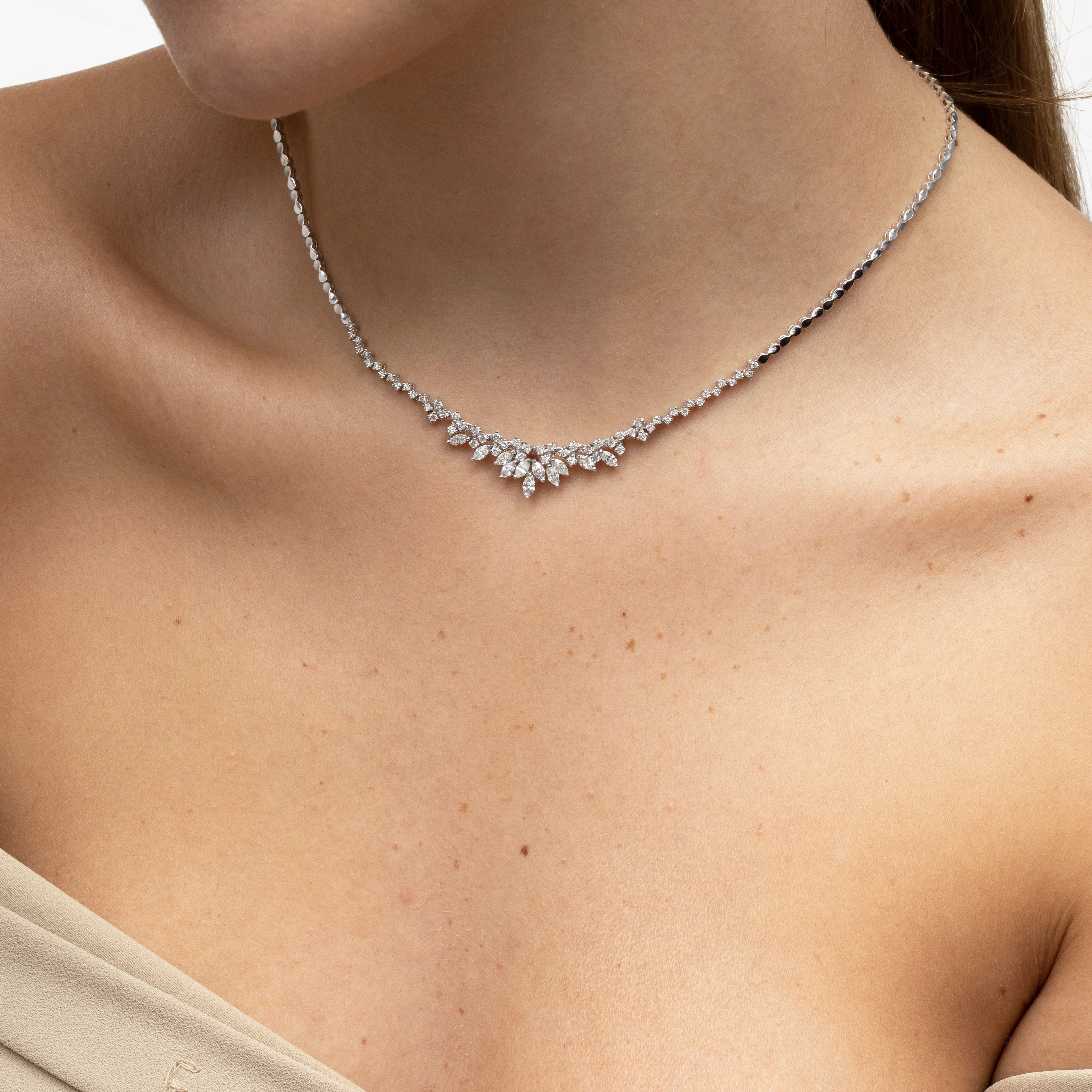 Colar corrente de Ouro 18k Feminino Gargantilha de Diamantes Brilhantes Velary