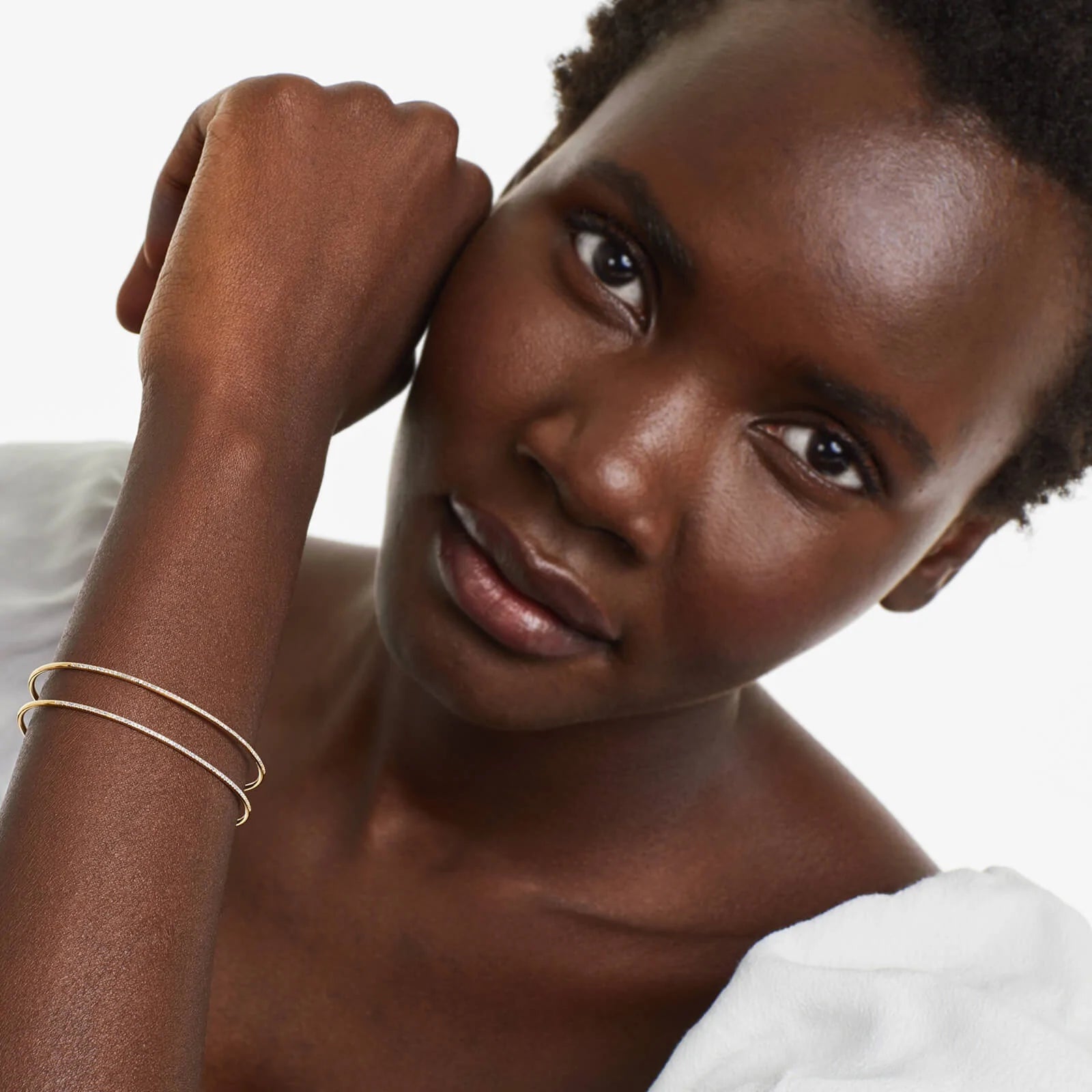 Pulseira Feminina de ouro riviera bracelete diamantes duplo