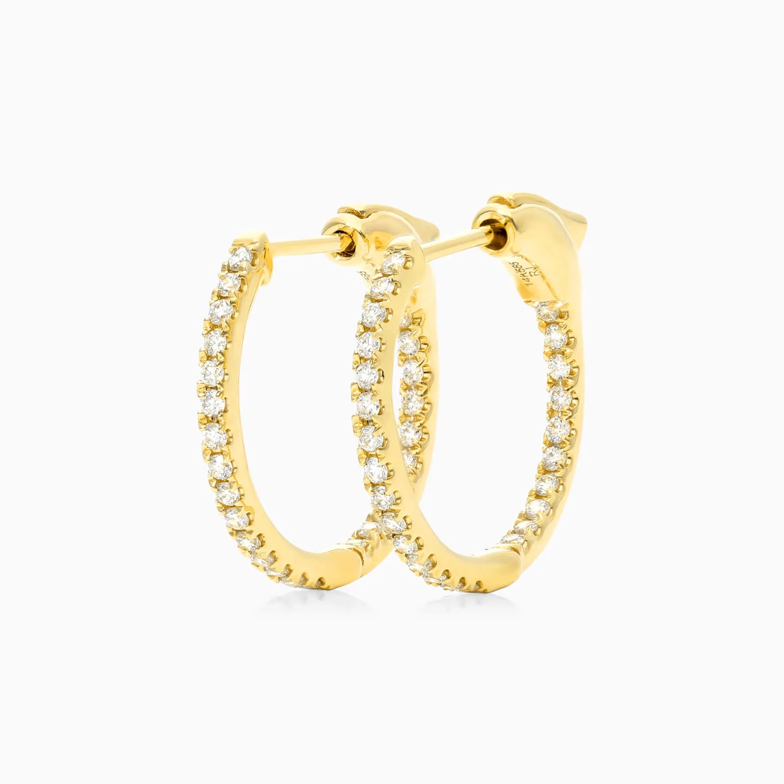 Brinco de Argola em Ouro 18k e Diamantes Redondos 0,25 Pts o Par