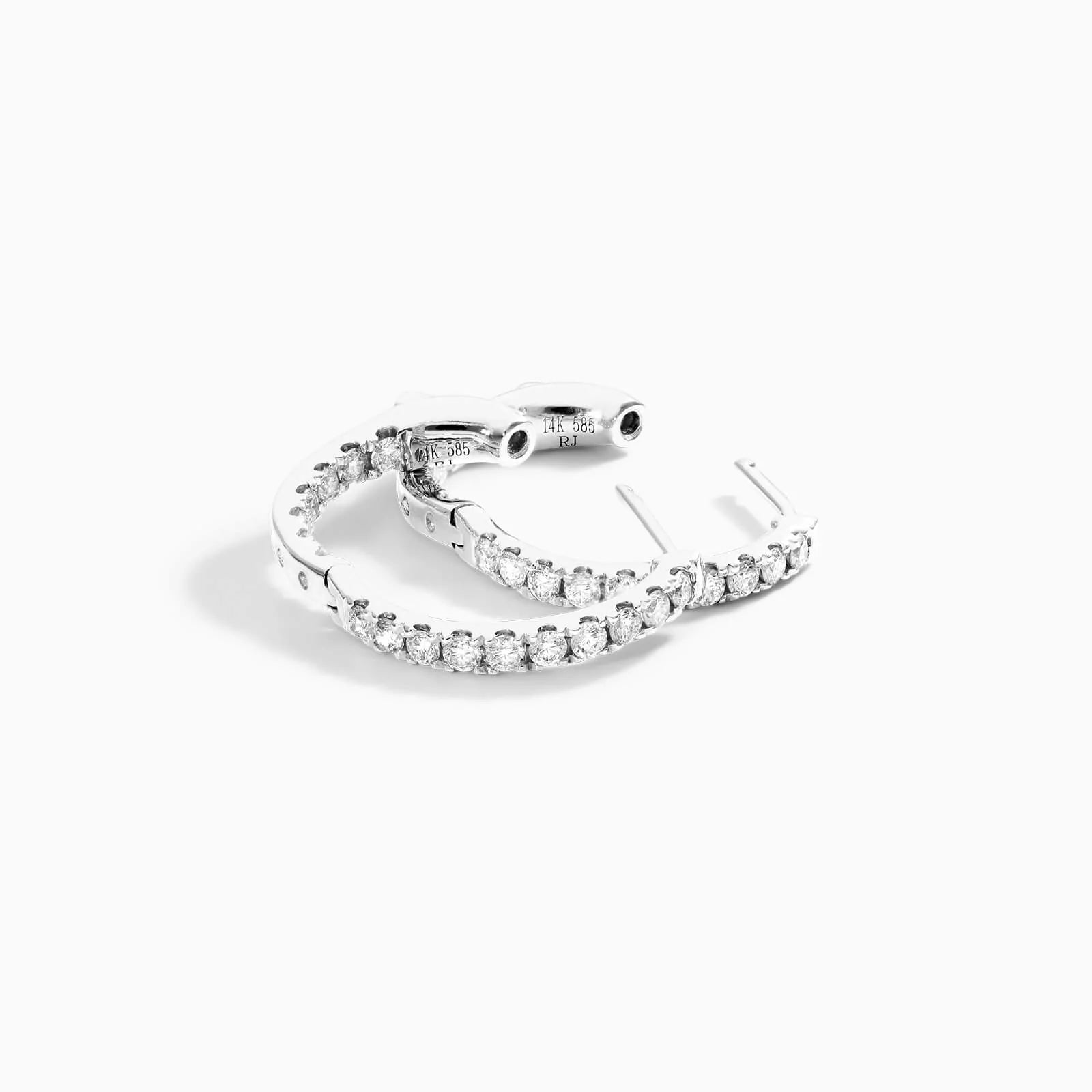 Brinco de Argola em Ouro Branco 18k e Diamantes Redondos 0,50 Pts o Par