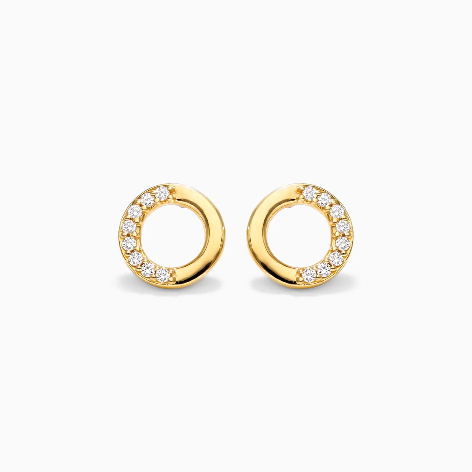 Brinco de Ouro 18k feminino Diamantes Circle Luxo