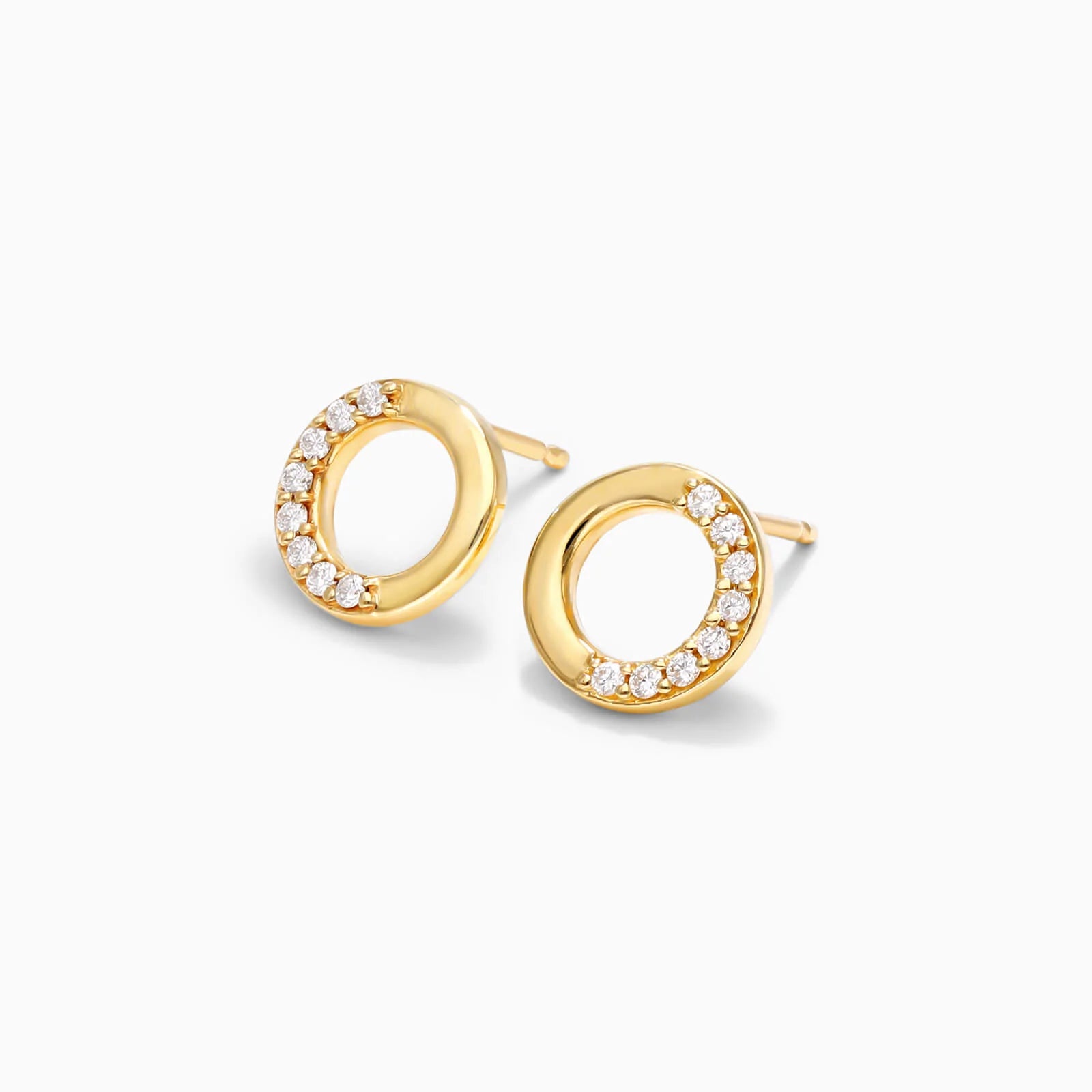 Brinco de Ouro 18k feminino Diamantes Circle Luxo