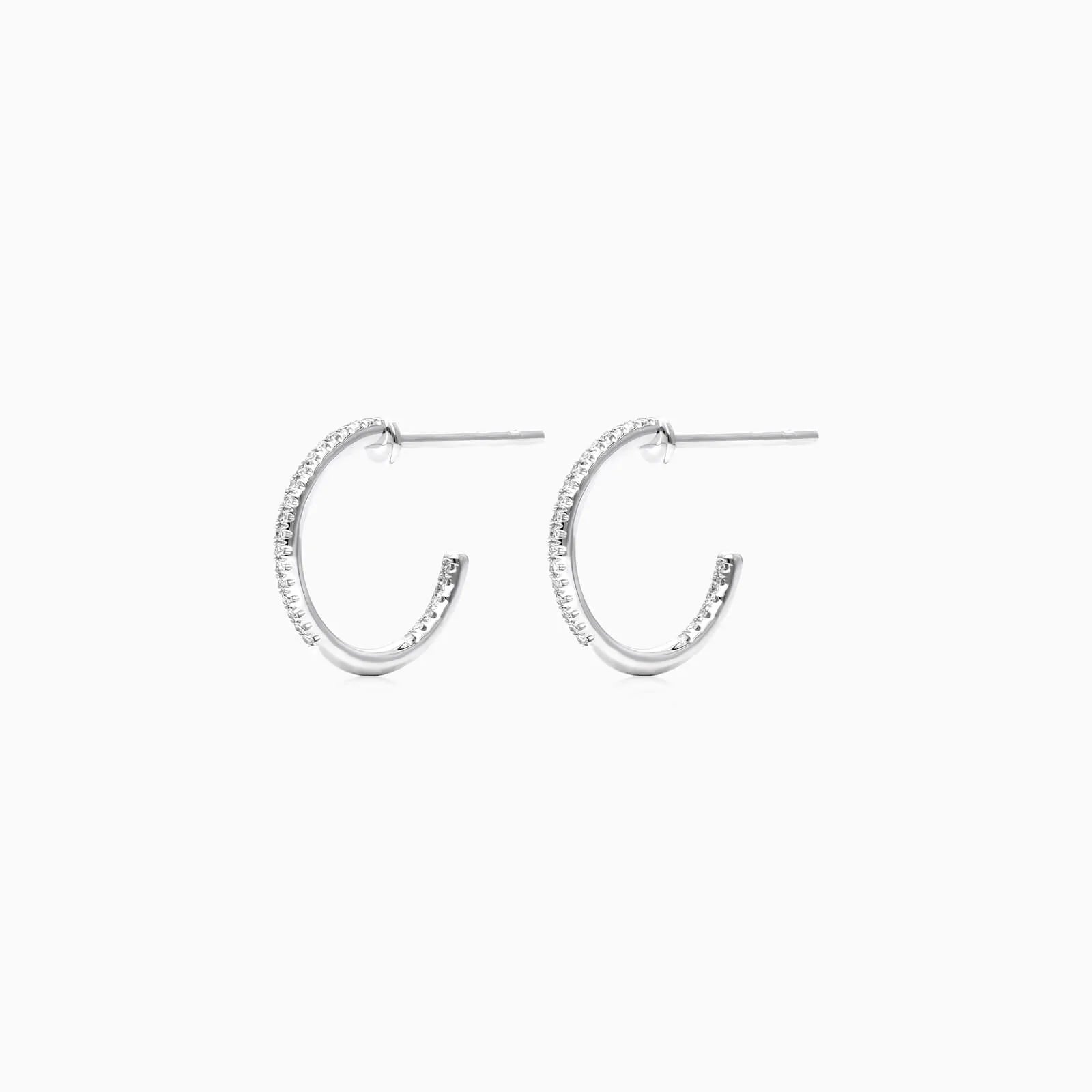 Brinco de Argola Pequenas em Ouro Branco 18k de Luxo