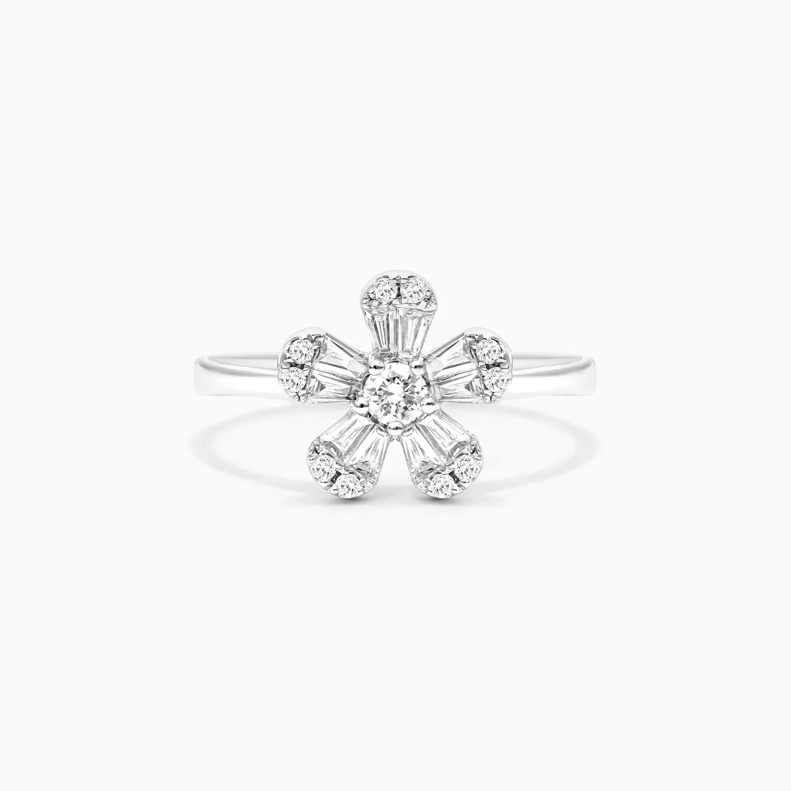 Anel de Flor em Ouro 18k c/ Diamantes Brilhantes De Luxo