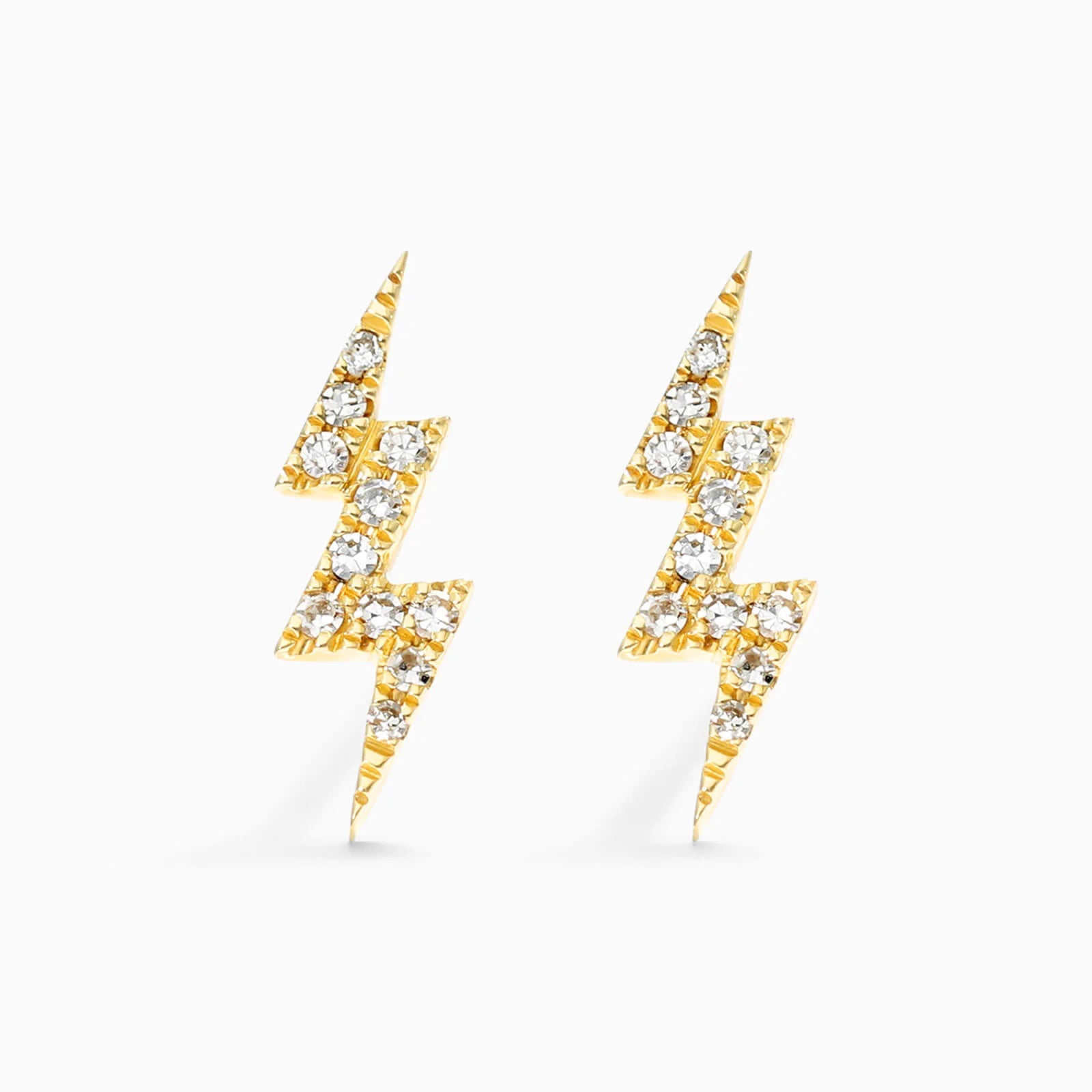 Brinco de Ouro 18k feminino Bolt Diamantes Luxo