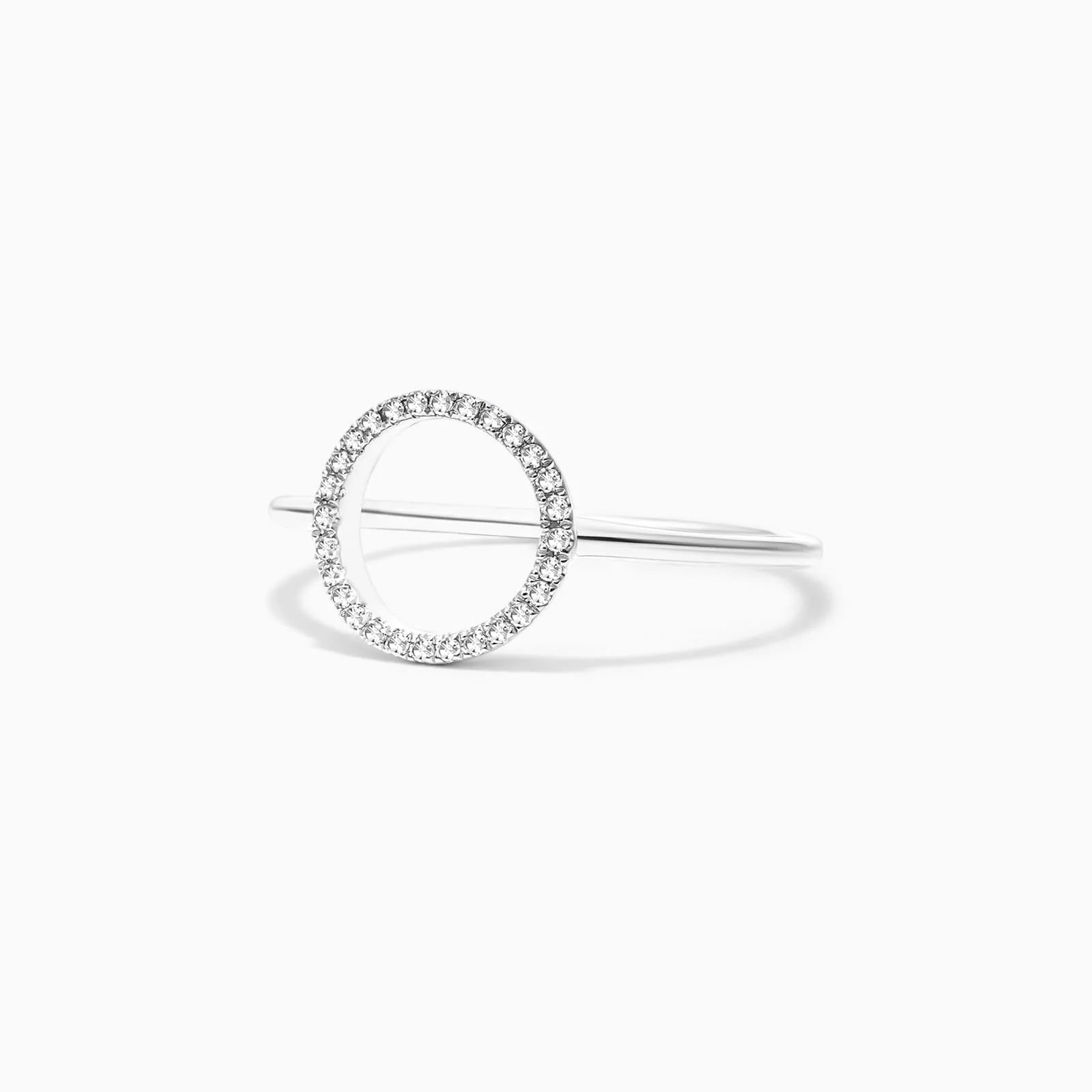 Anel Circulo De Diamante Aberto em Ouro 18k De Luxo