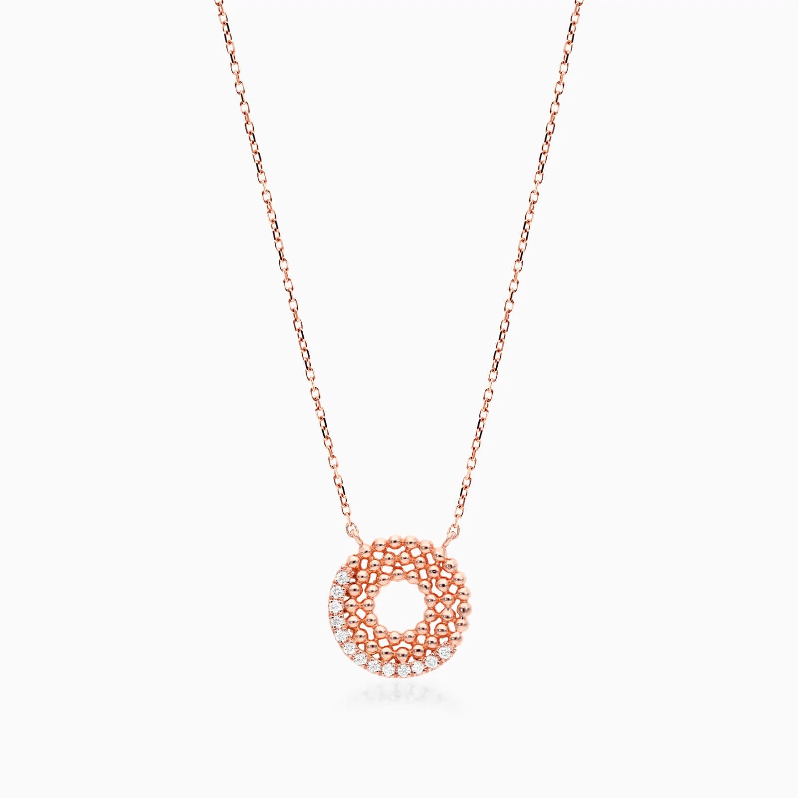 Colar Corrente De Ouro Rose 18k Feminina c/ Pingente de Diamante Brilhantes Luxo