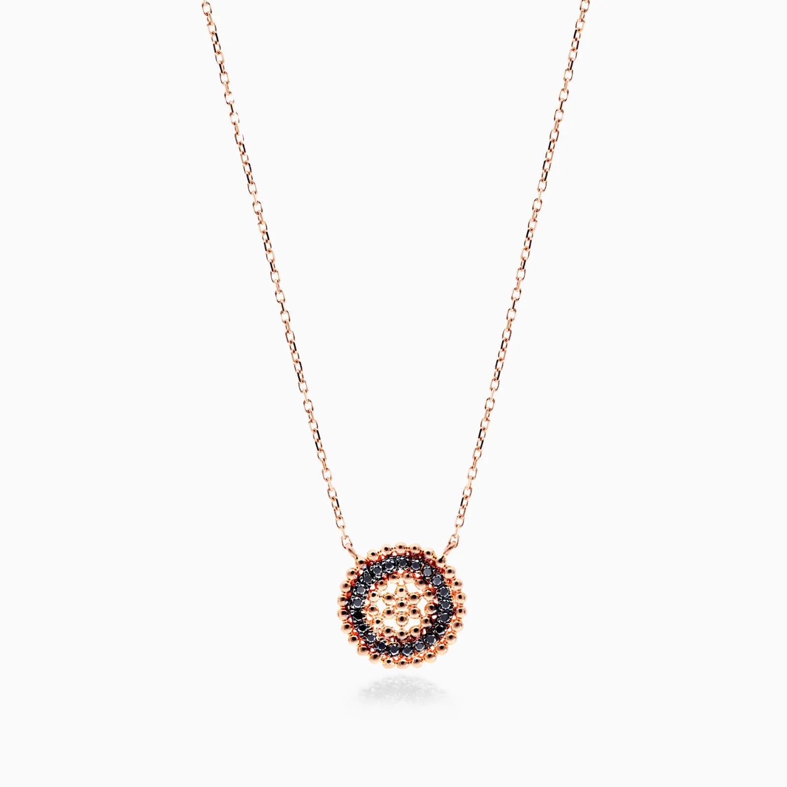 Colar Corrente De Ouro Rose 18k Feminina C/ Pingente De Diamante Pretos Luxo