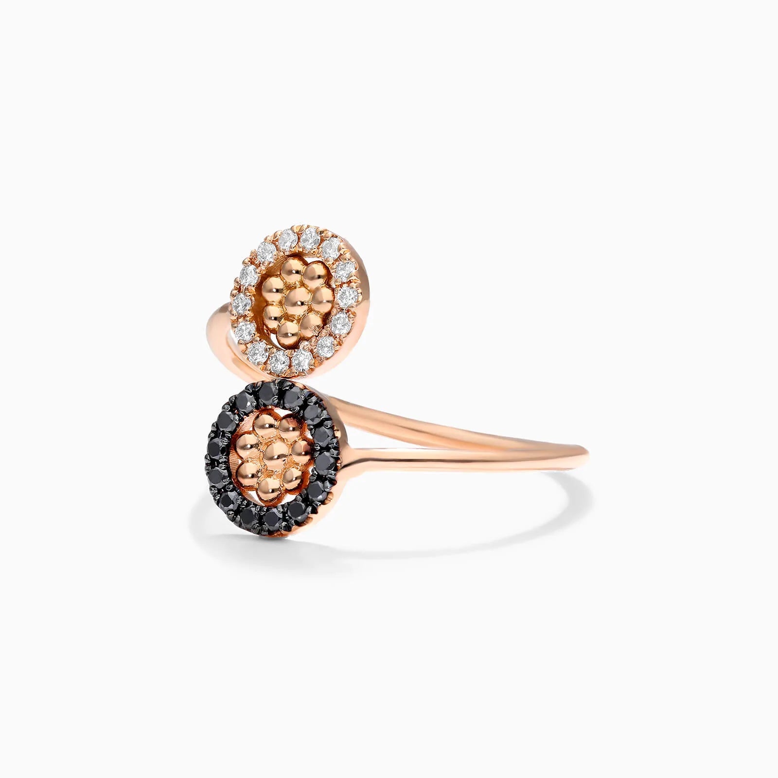 Anel Bolinhas em Ouro 18k c/ Diamantes Brilhantes e Pretos