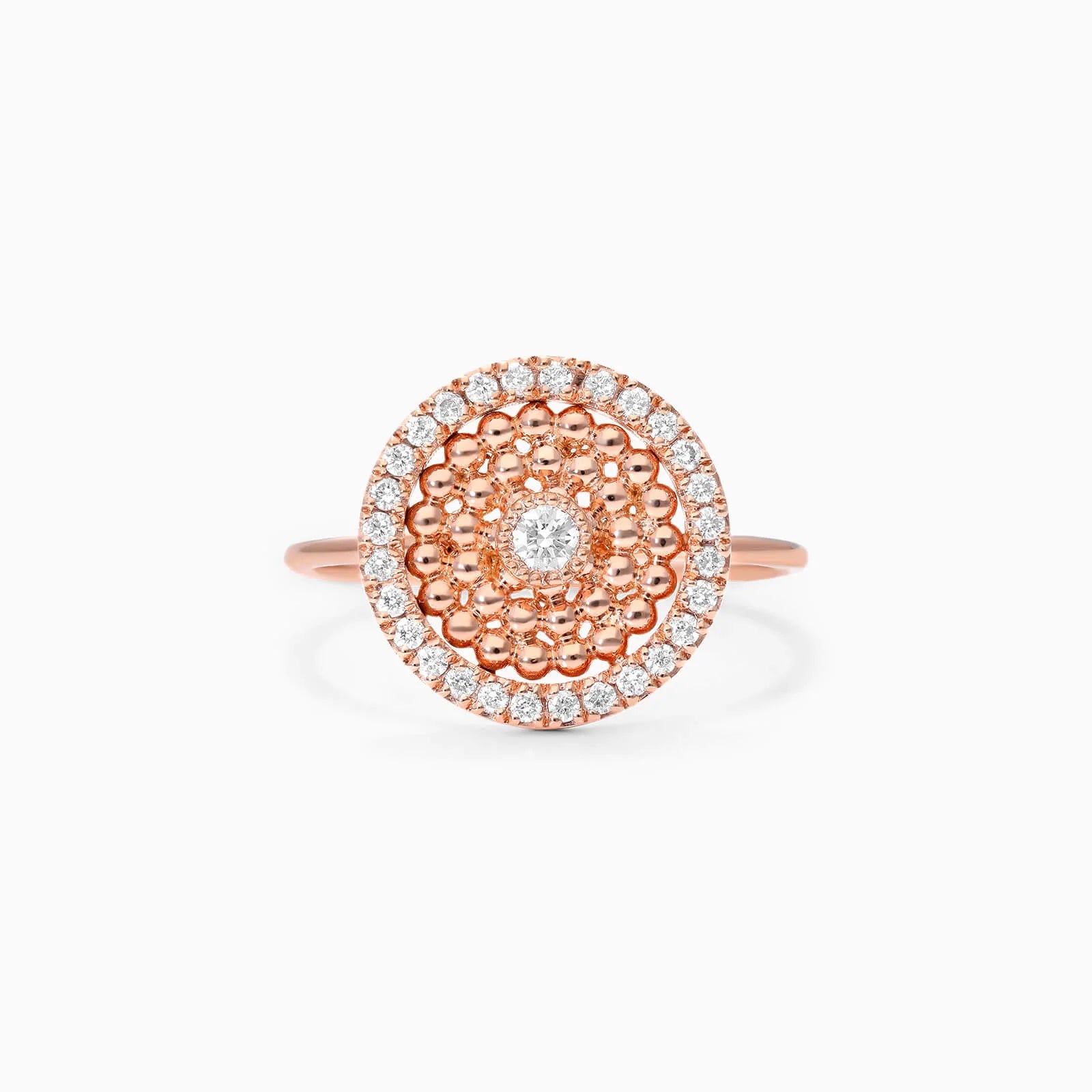 Anel De Noivado Bolinhas em Ouro 18k c/ Diamantes Brilhantes Pave