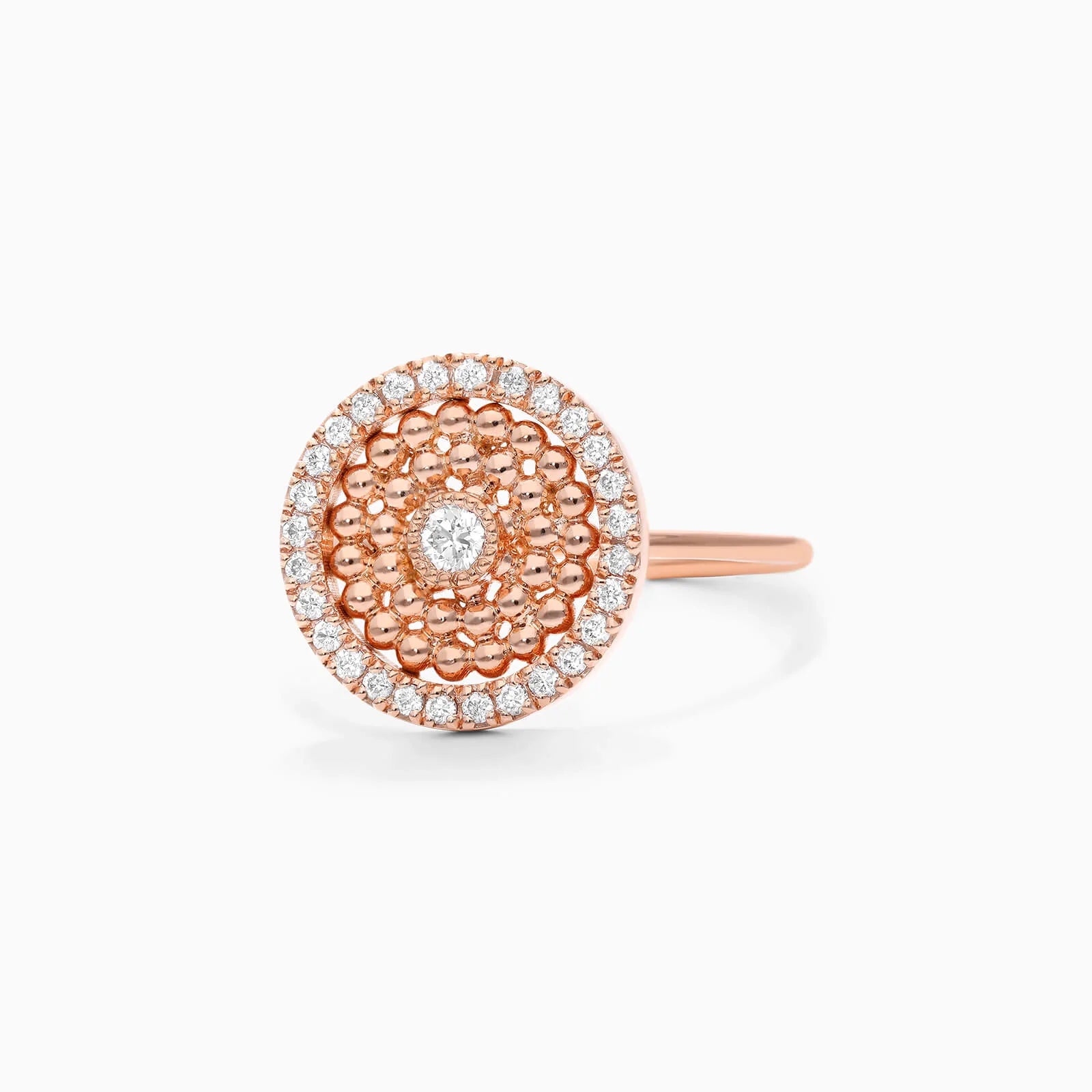 Anel De Noivado Bolinhas em Ouro 18k c/ Diamantes Brilhantes Pave
