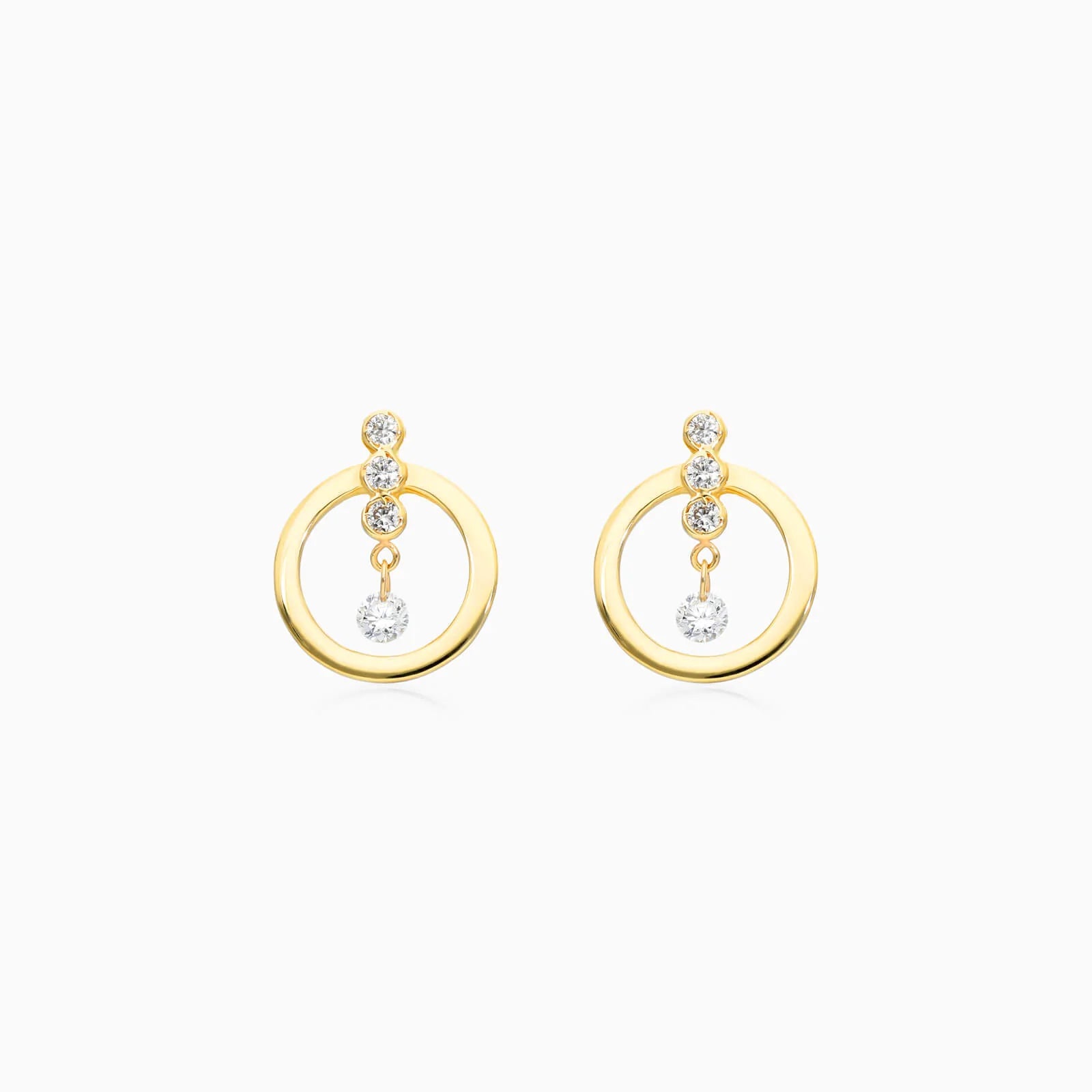 Brinco Argola Frontais de Ouro 18k Diamantes Brilhantes