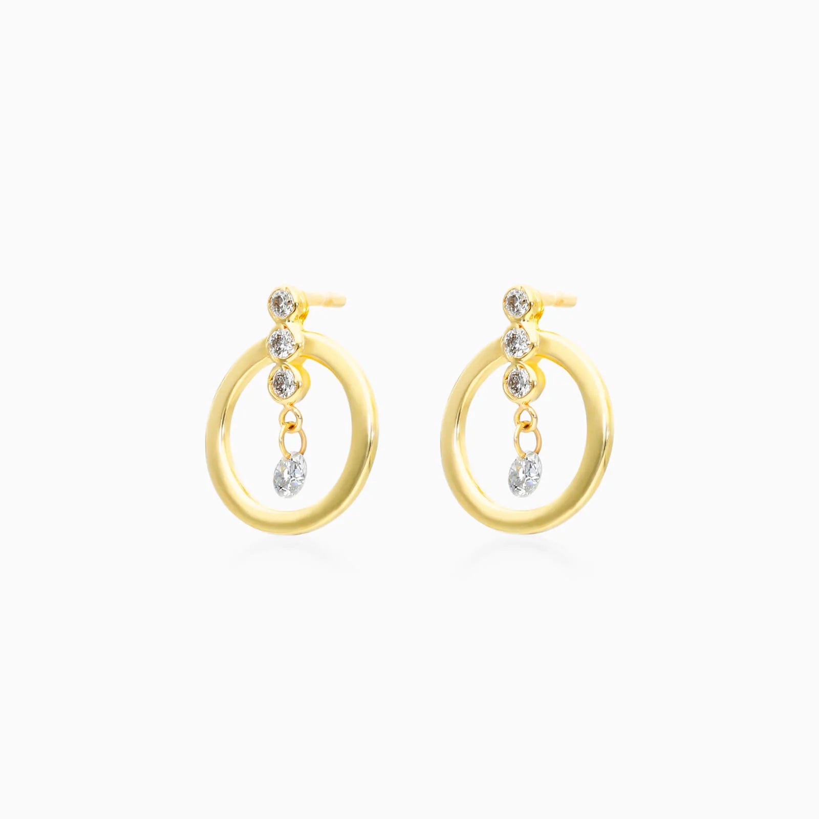 Brinco Argola Frontais de Ouro 18k Diamantes Brilhantes