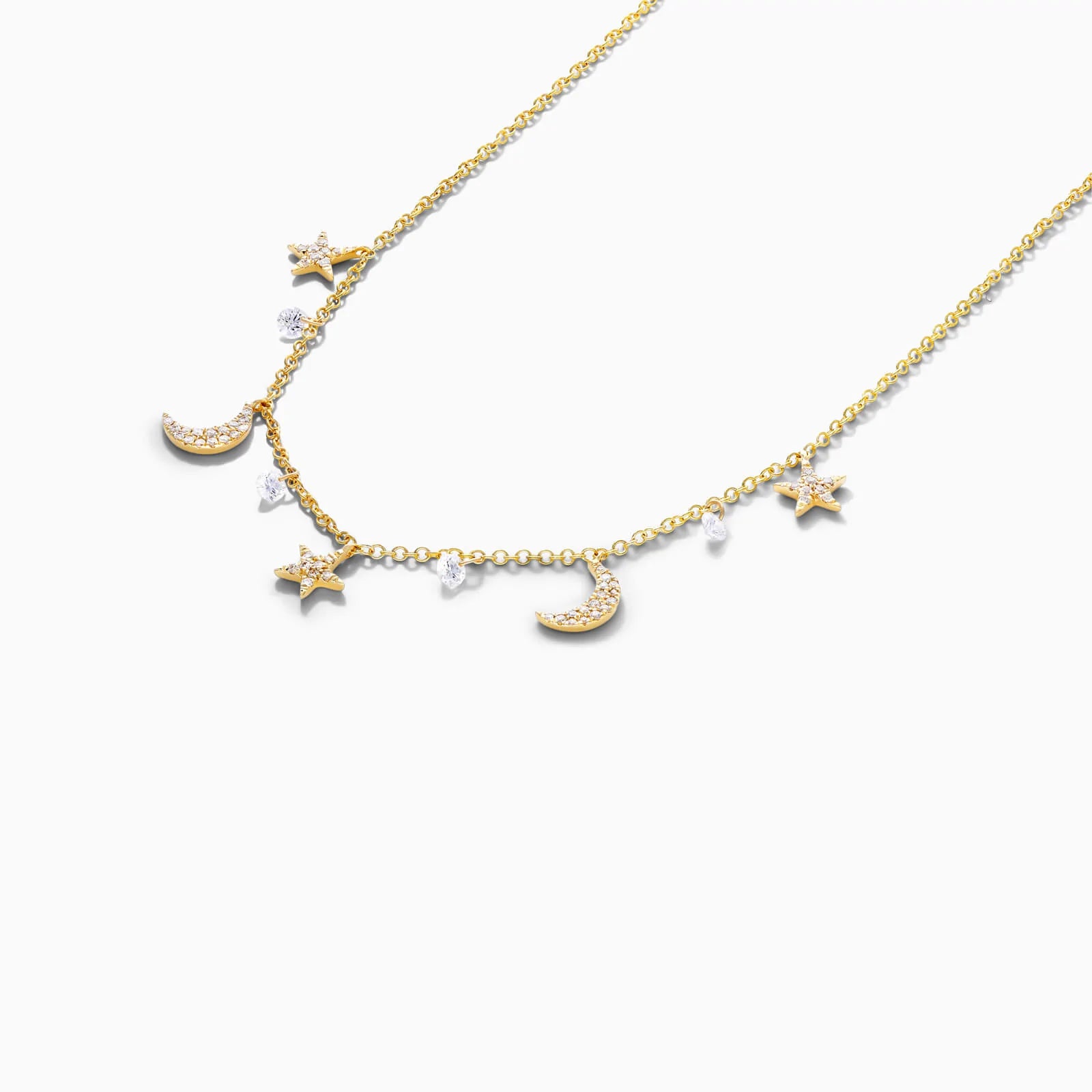 Colar Feminina Corrente em Ouro Amarelo 18k e Diamantes Noite Estrelada