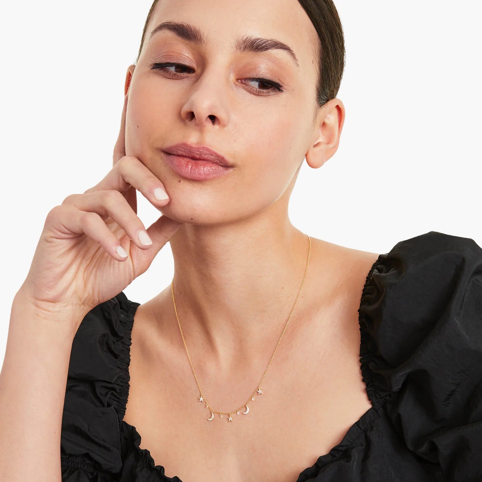 Colar Feminina Corrente em Ouro Amarelo 18k e Diamantes Noite Estrelada