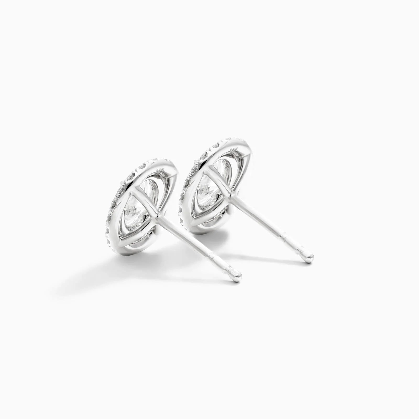 Brinco De Ouro Branco 18k Oval Com Diamantes Brilhantes De Luxo