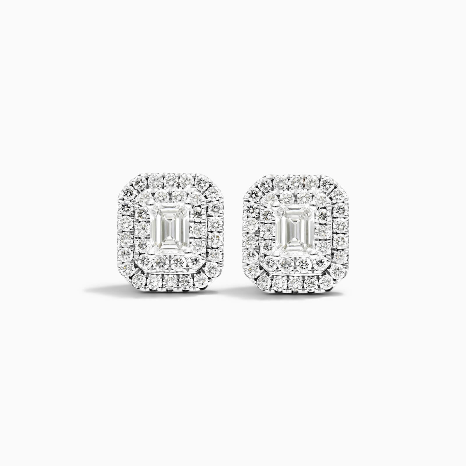 Brinco De Ouro branco 18k Feminino Brilhante Diamantes pave quadrado