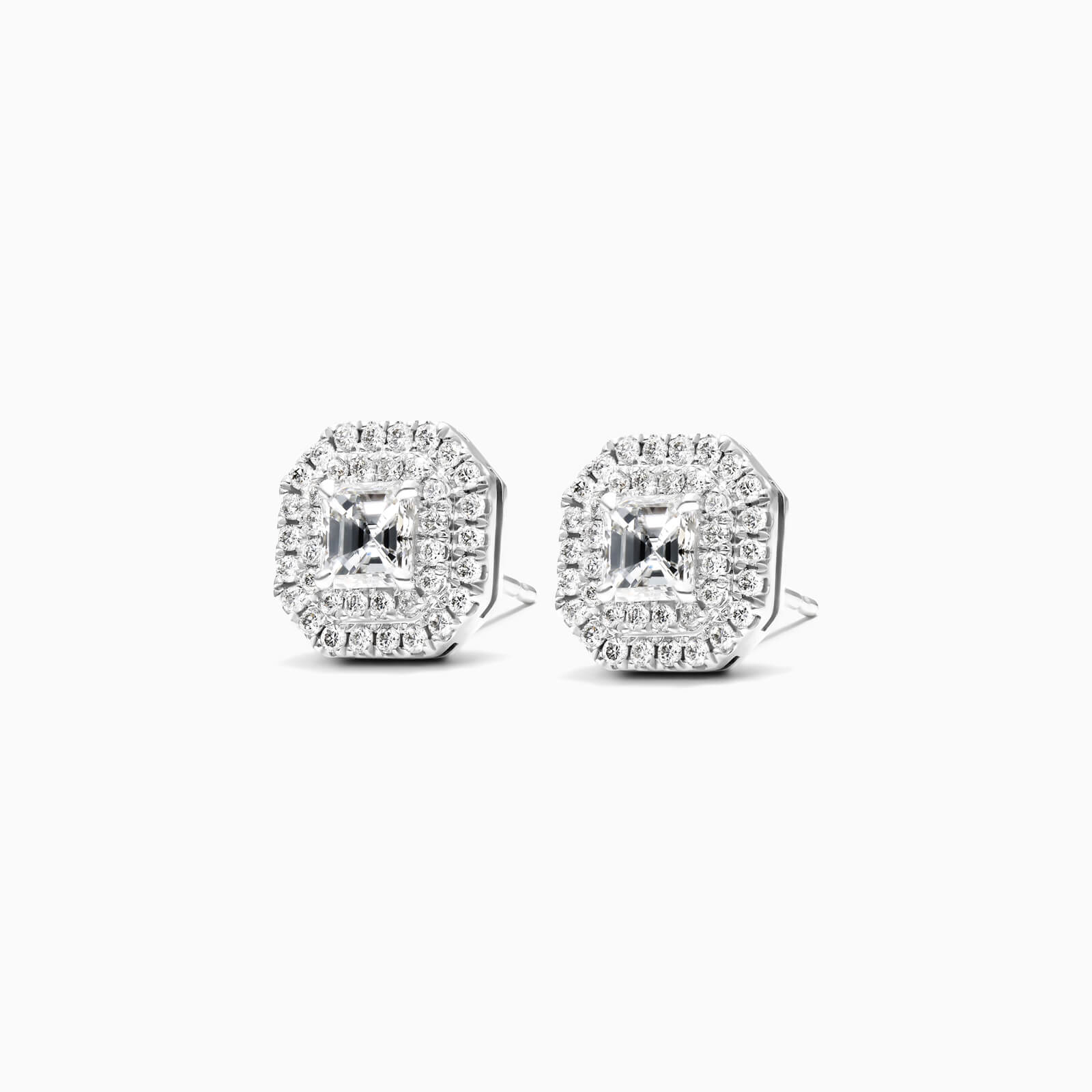 Brinco Feminino De Ouro branco 18k Brilhante Diamantes pave quadrado