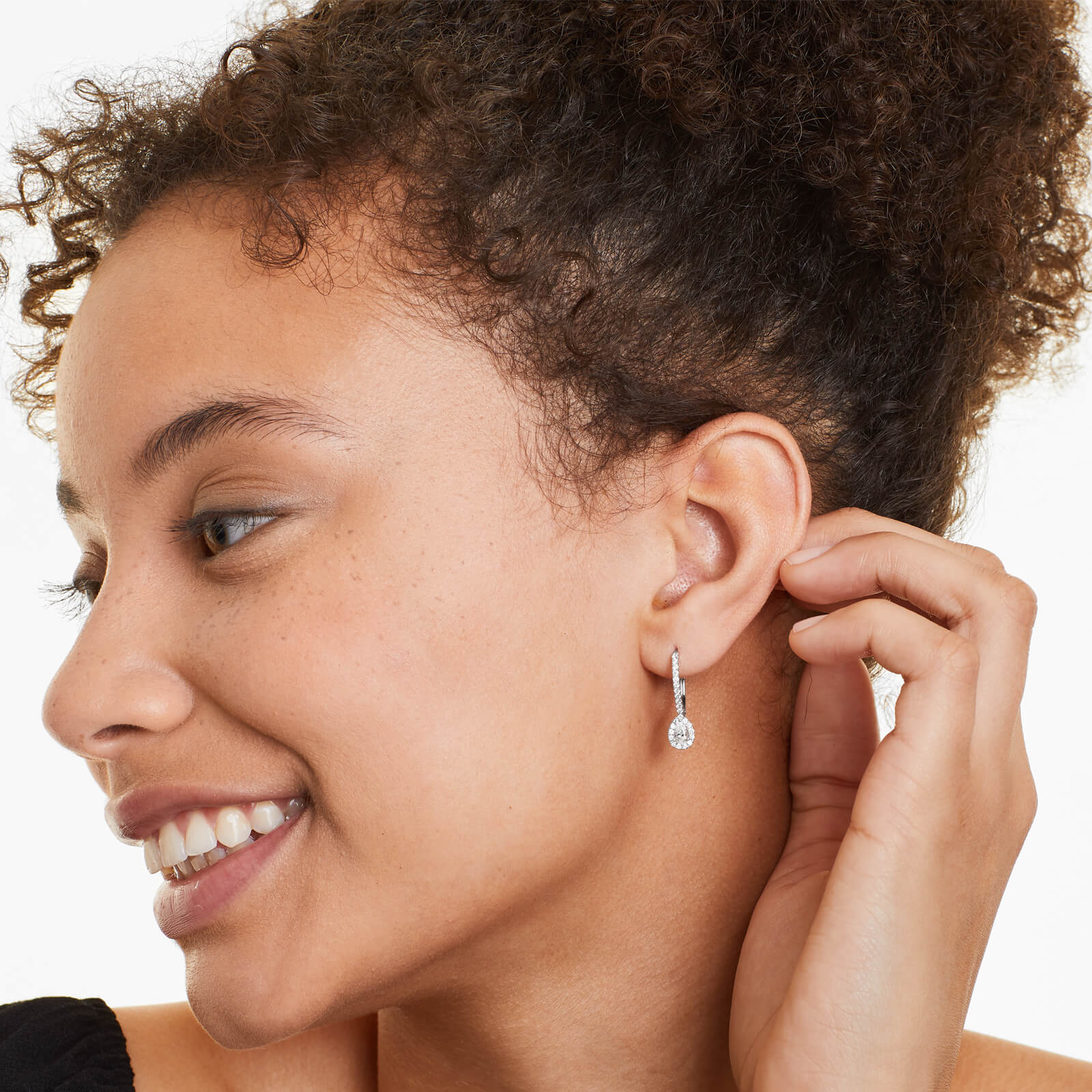 Brinco De Ouro branco 18k Feminino Brilhante Diamantes Luxo Gota