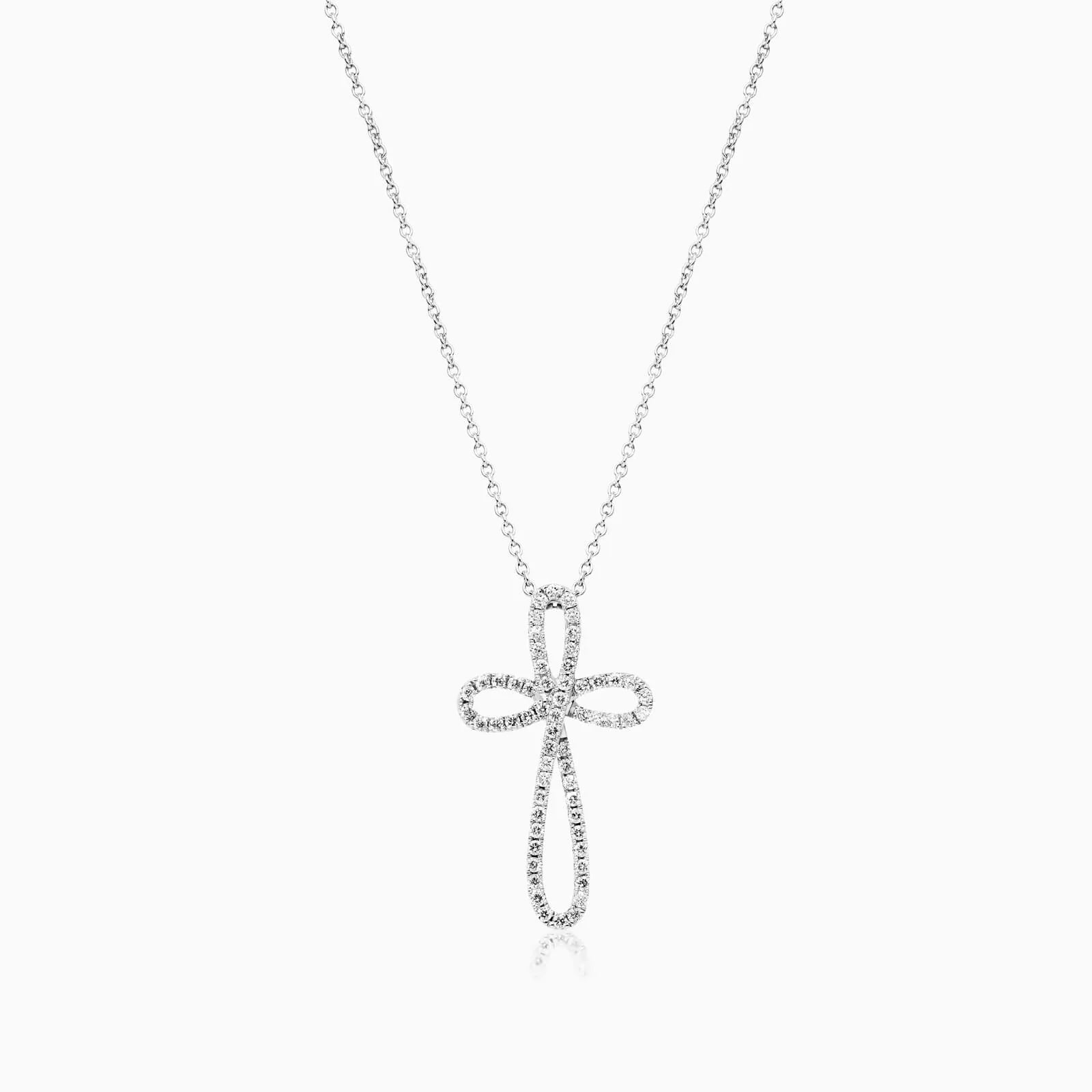 Corrente em Ouro 18k Cruz de Diamantes Luxo Luz