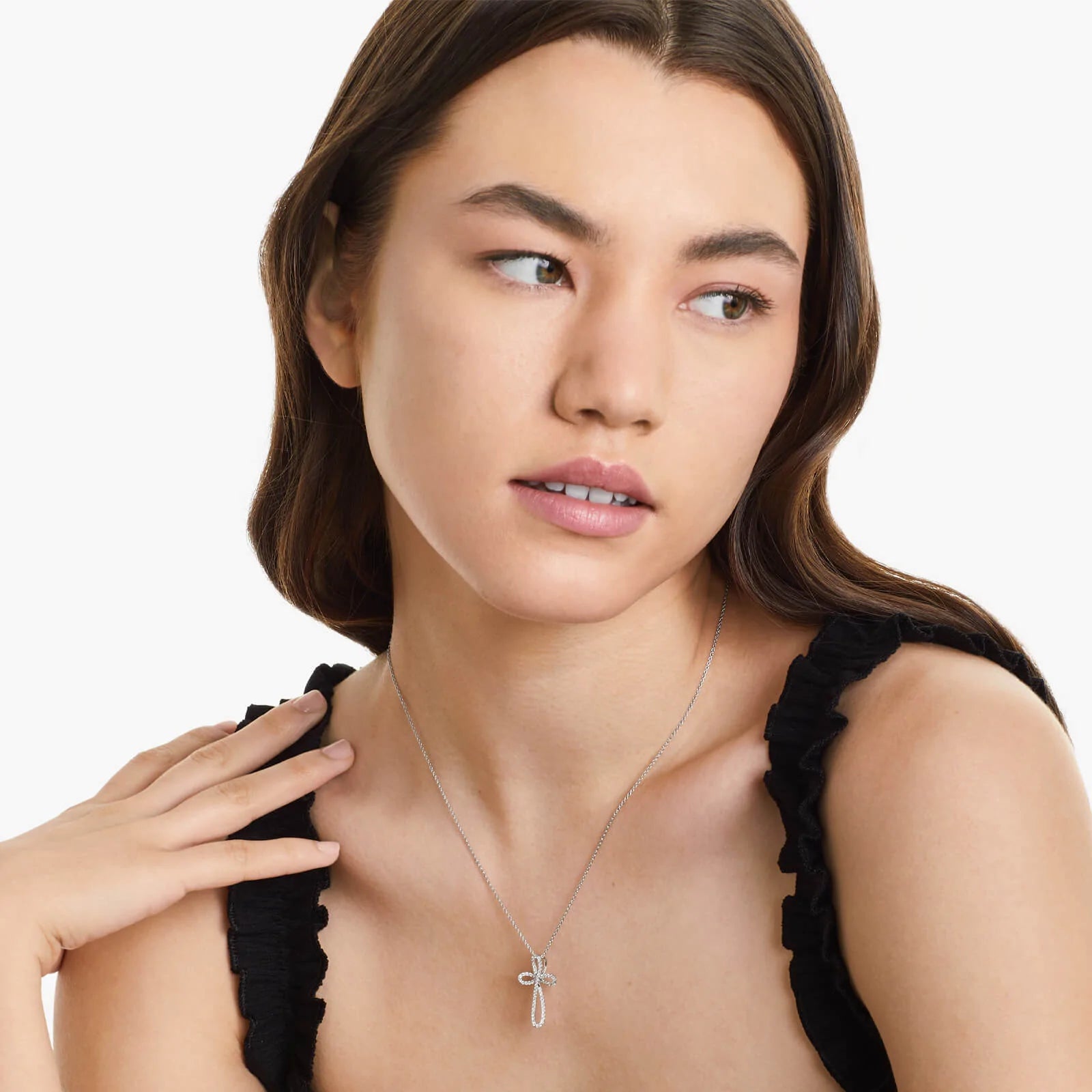 Corrente em Ouro 18k Cruz de Diamantes Luxo Luz