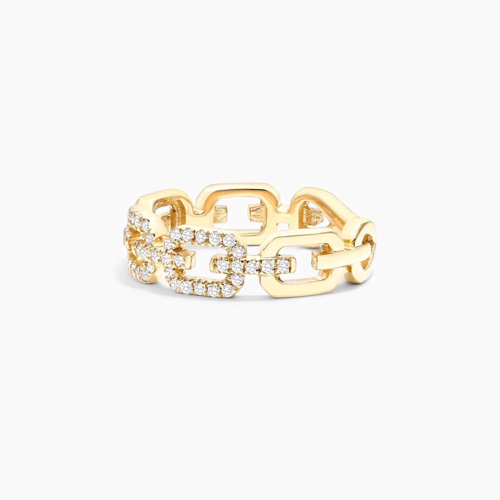 Anel De Elos Diamante Brilhantes Pave em Ouro Amarelo 18k