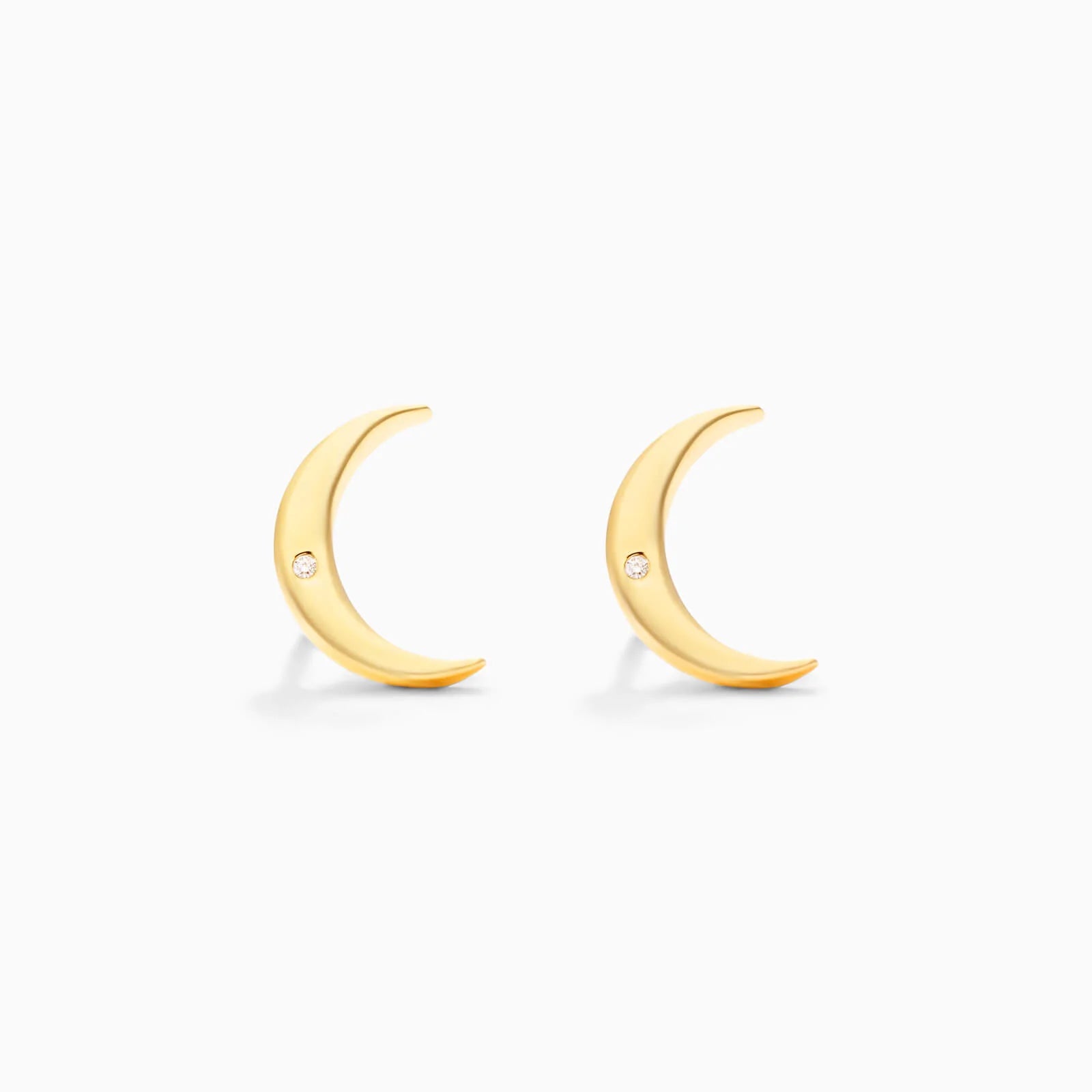 Brinco de Ouro 18k feminino Lua Diamantes Luxo