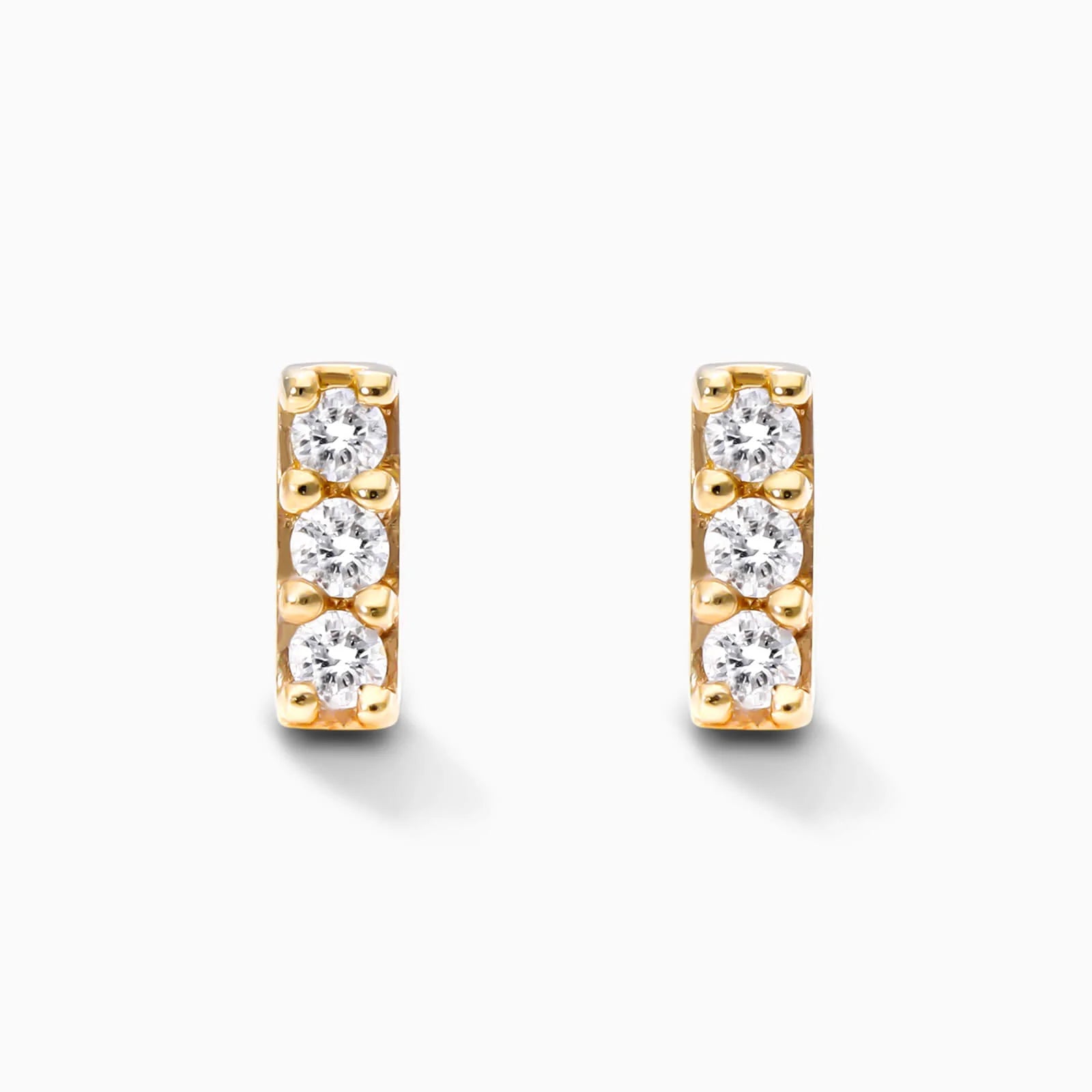 Brinco de Ouro 18k Feminino Bars Trio Diamantes Luxo