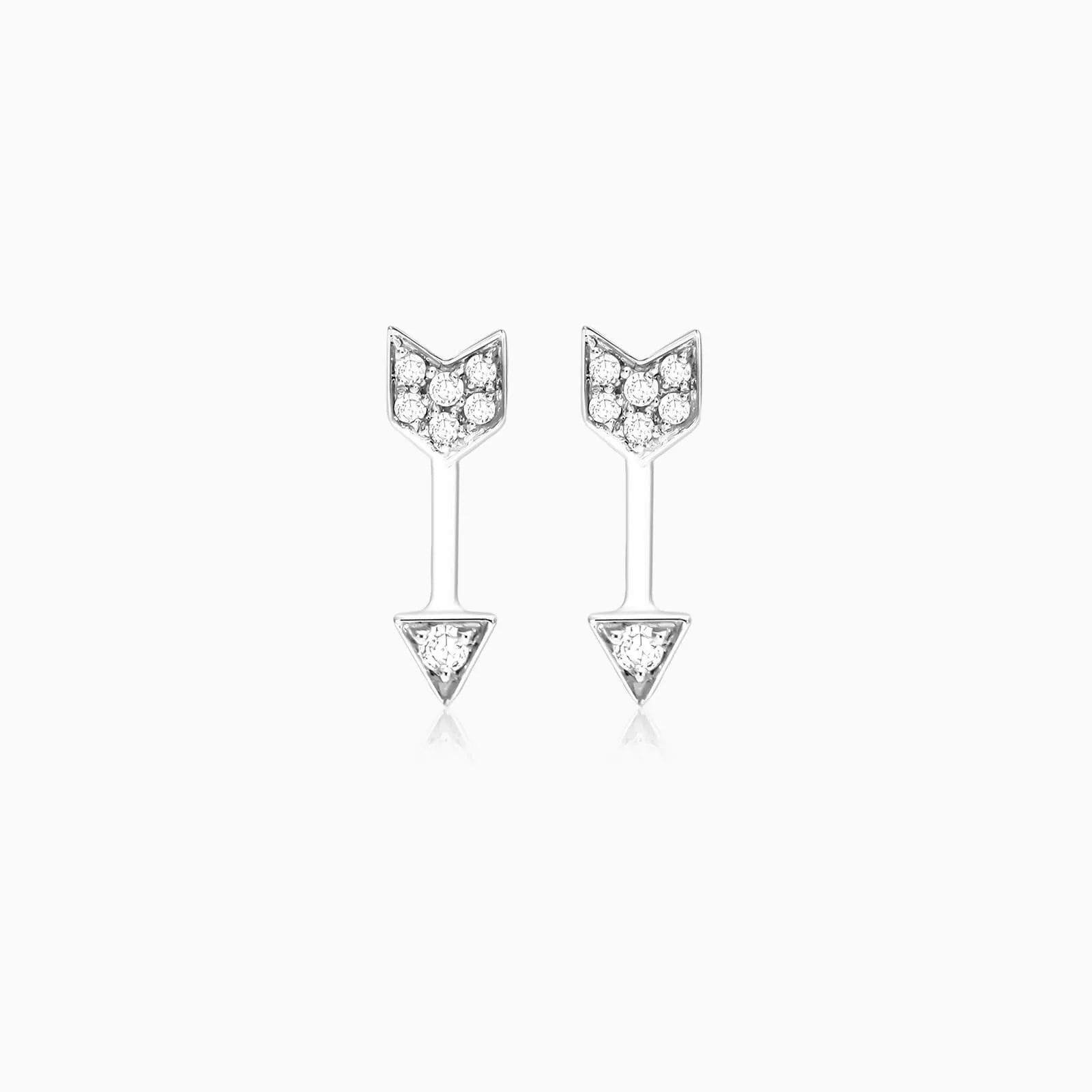 Brinco de Ouro 18k feminino Flecha Diamantes Luxo