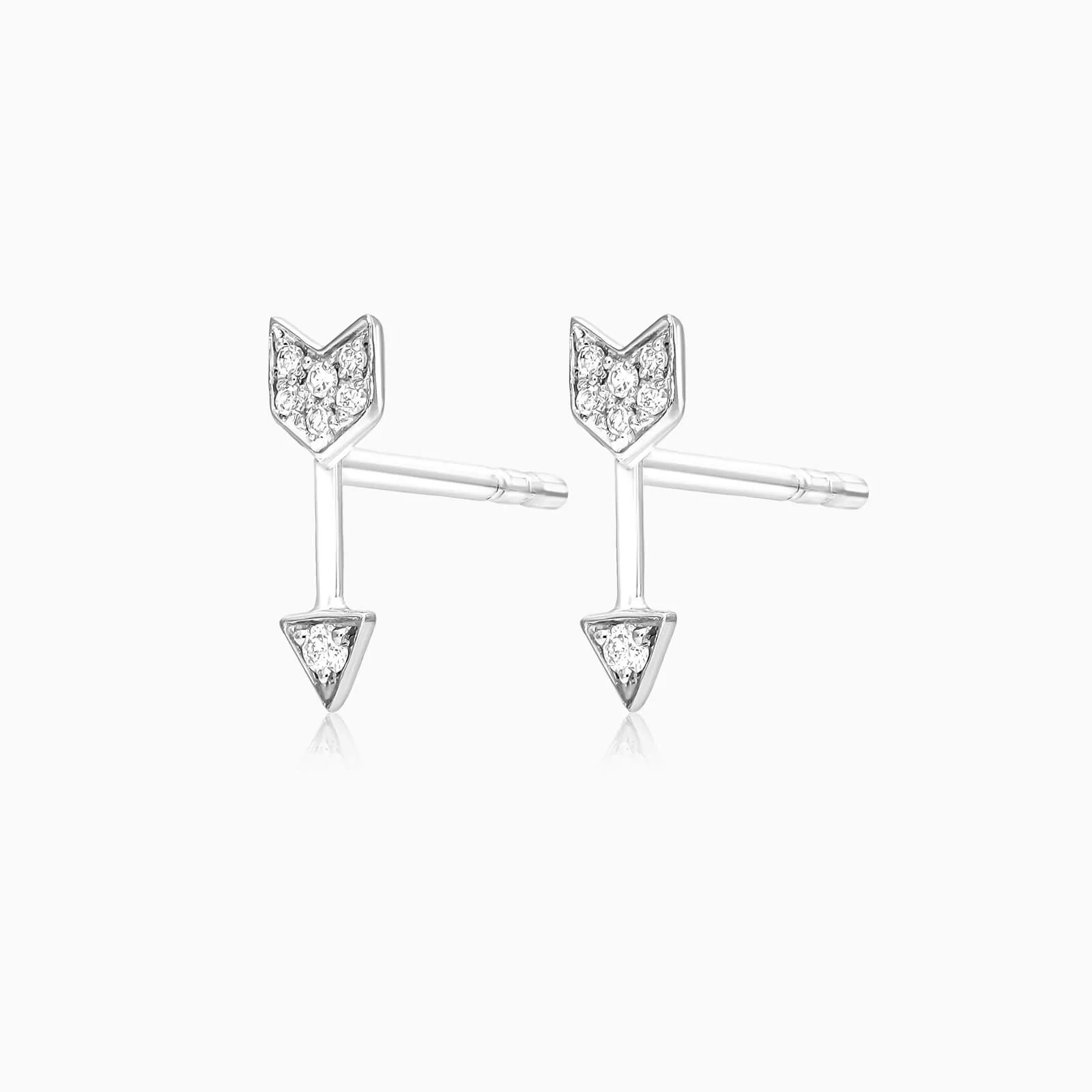 Brinco de Ouro 18k feminino Flecha Diamantes Luxo