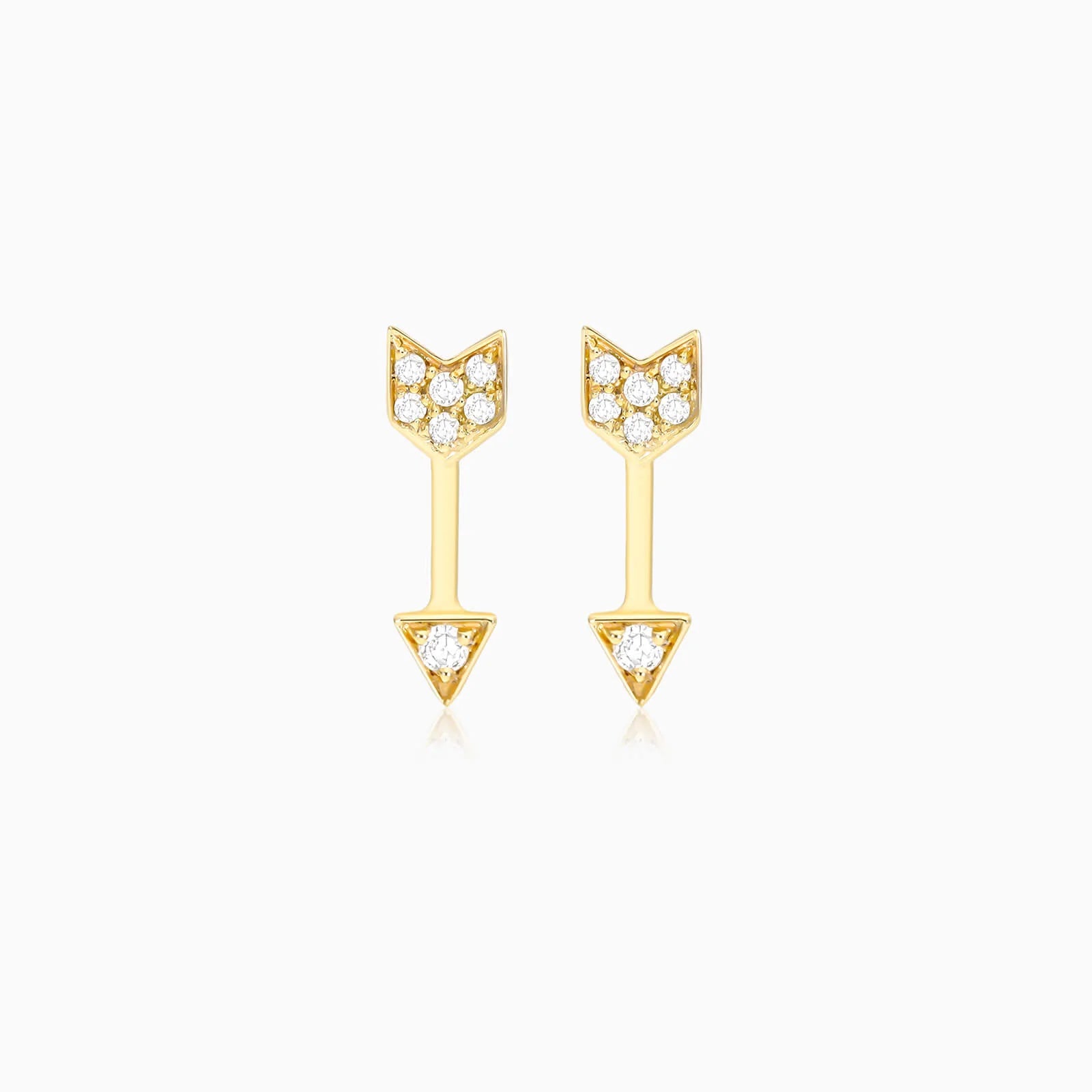 Brinco de Ouro 18k feminino Flecha Diamantes Luxo